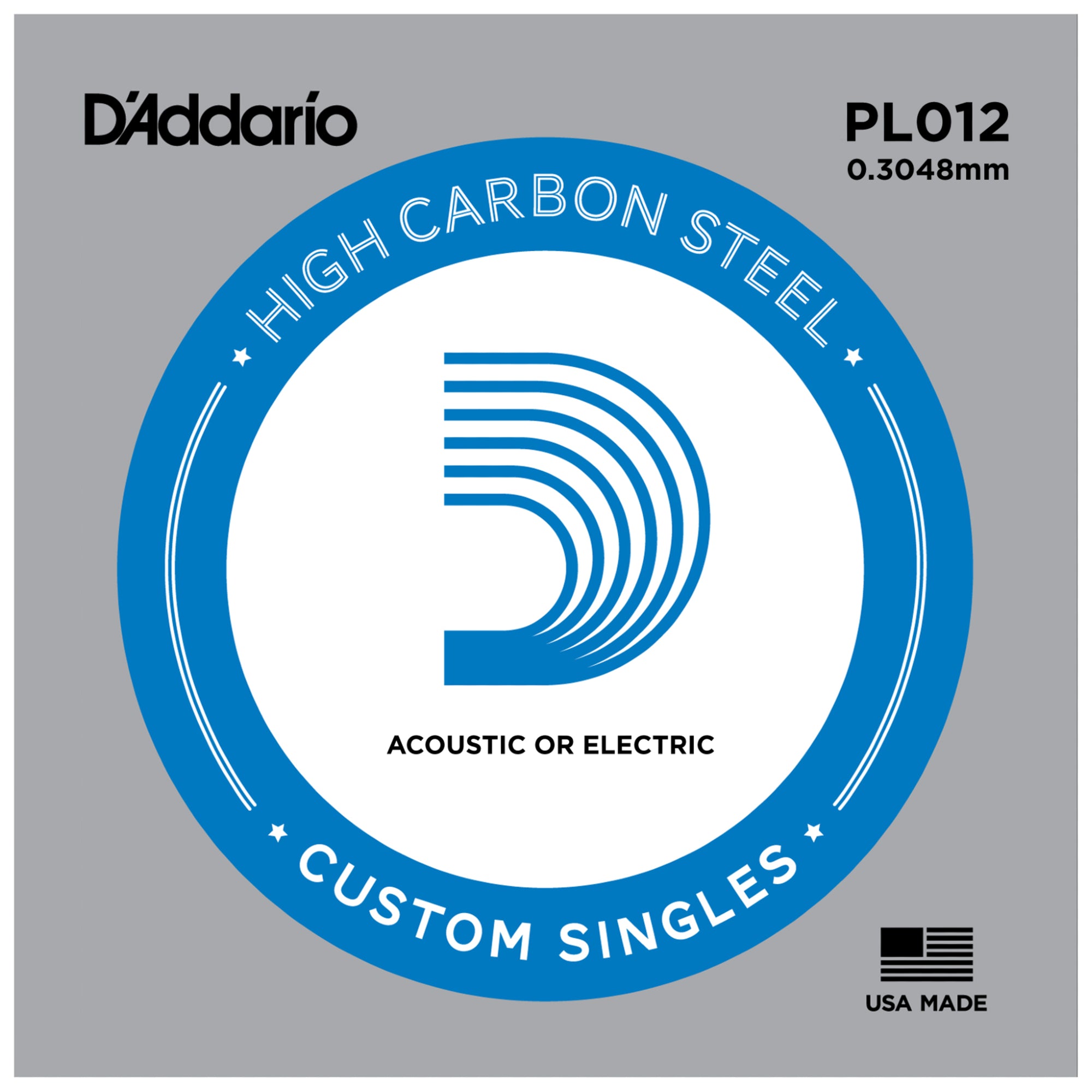 D'Addario PL012 Plain Steel Single Guitar String .012