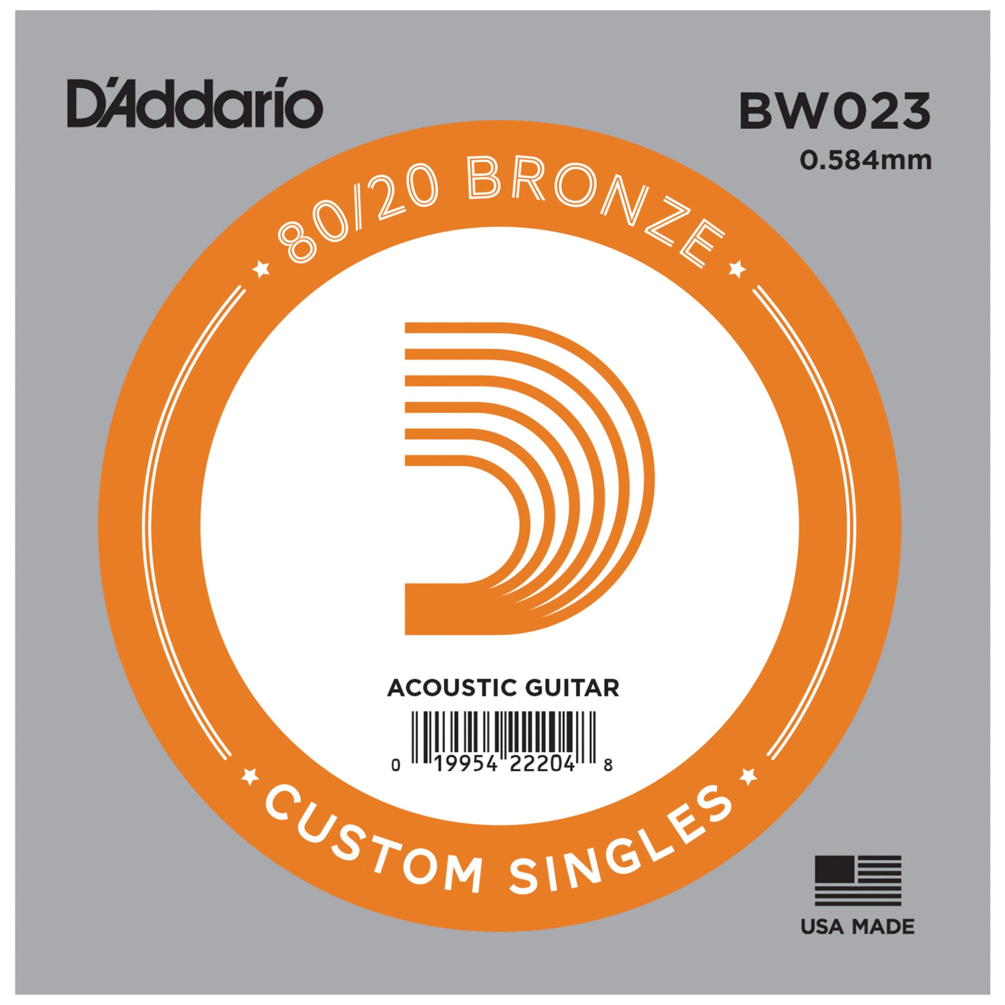 D'Addario BW023 Bronze Wound Single Guitar String .023