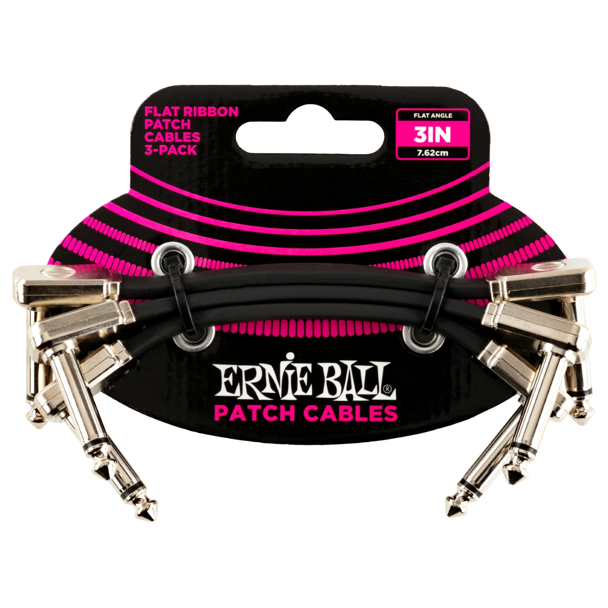 Ernie Ball 6220 3" Flat Ribbon Patch Cable 3-Pack P06220
