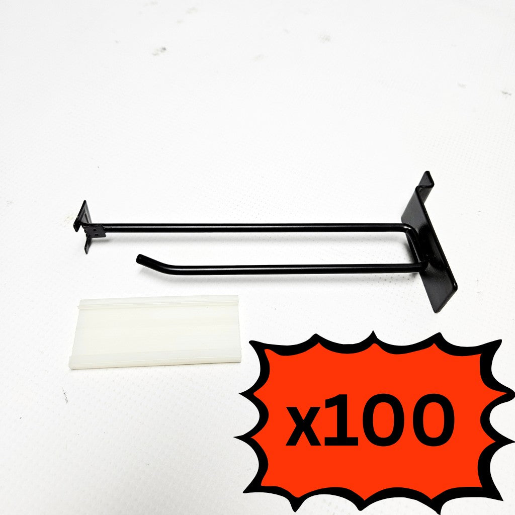 Black Long Slatwall Retail Merchandise Display Hook with Price Tag Holder
