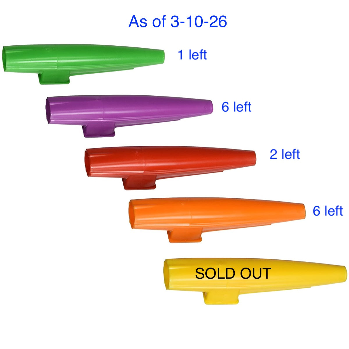 Dunlop 7700 Scotty Kazoo Assorted Colors - EACH