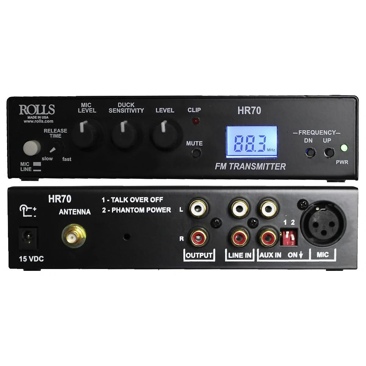 Rolls HR70 Digital FM Transmitter (87.5 to 108 MHz) with RCA Inputs