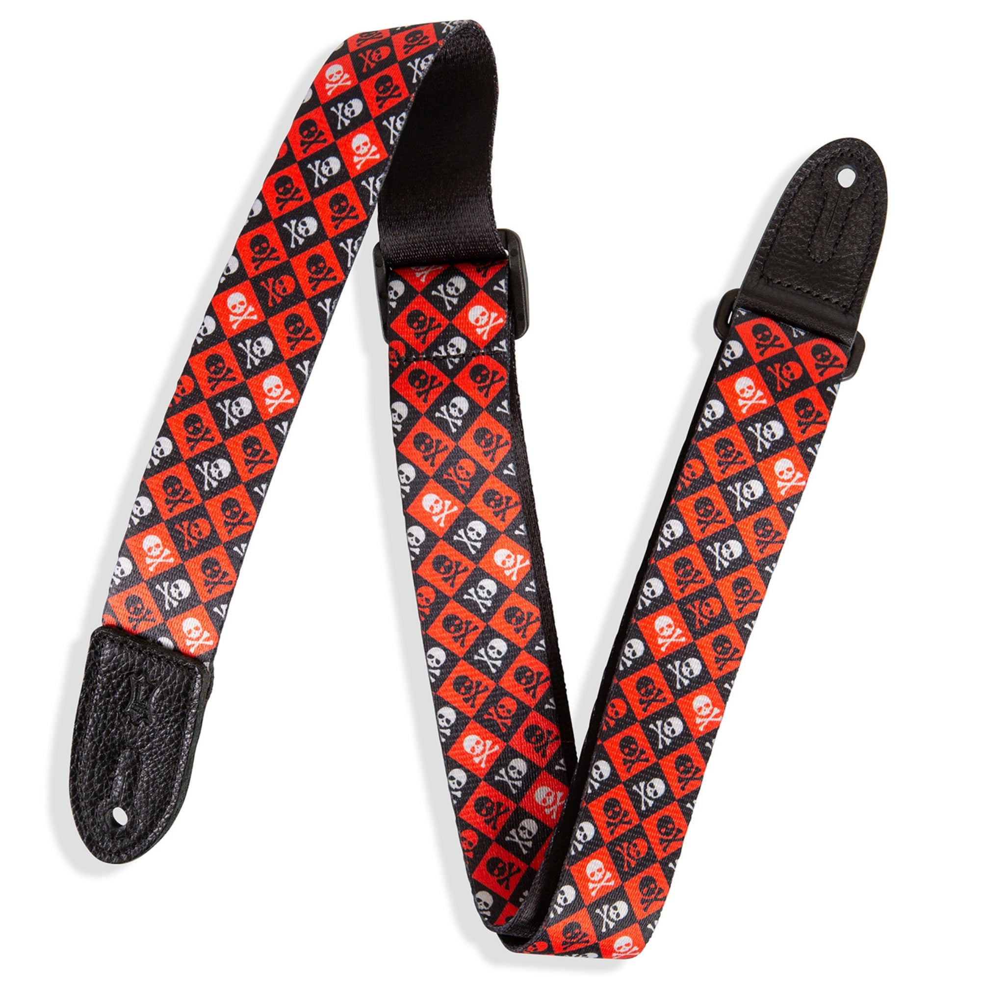 1.5" Levy's Skull & Cross Bones Adjustable 28.5-49in Youth Kids Guitar Strap