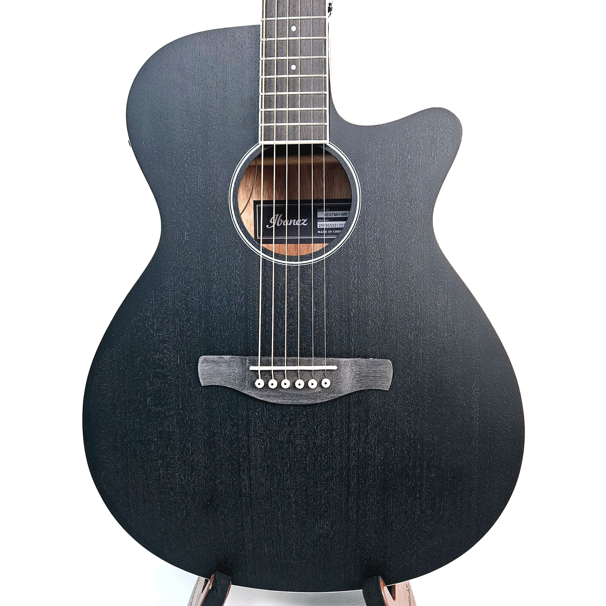 Ibanez Acoustic Electric Guitar - Weathered Black AEG7MHWK Body Front View