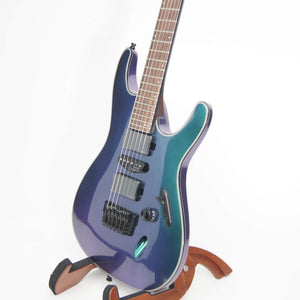 Ibanez S671ALBBCM Axion Label 6-String Electric Blue Chameleon- front left