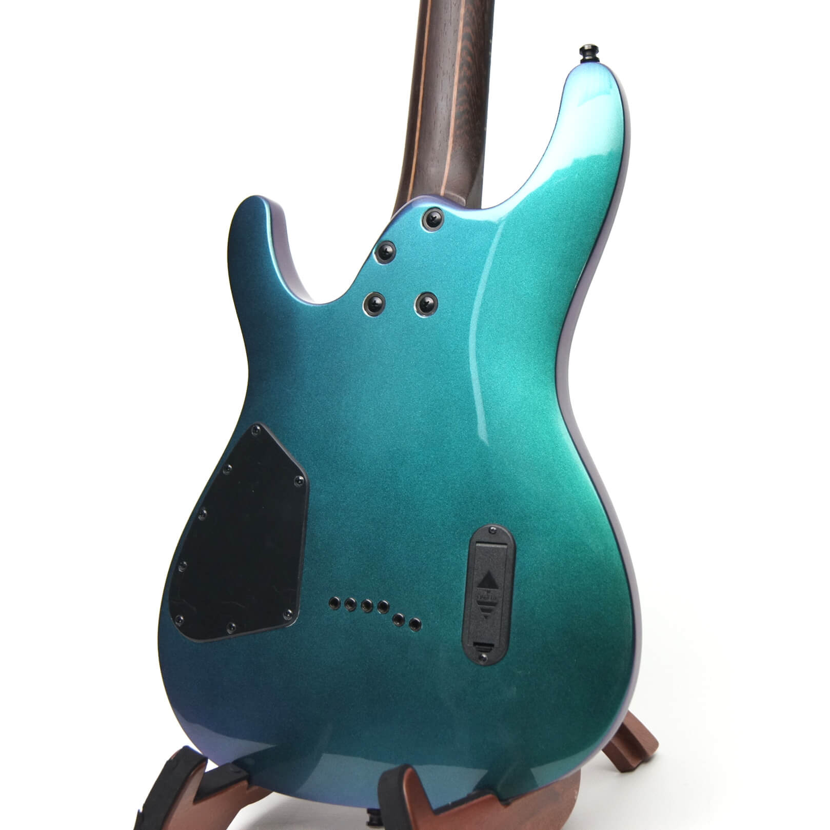 Ibanez S671ALBBCM Axion Label 6-String Electric Blue Chameleon Guitar-back
