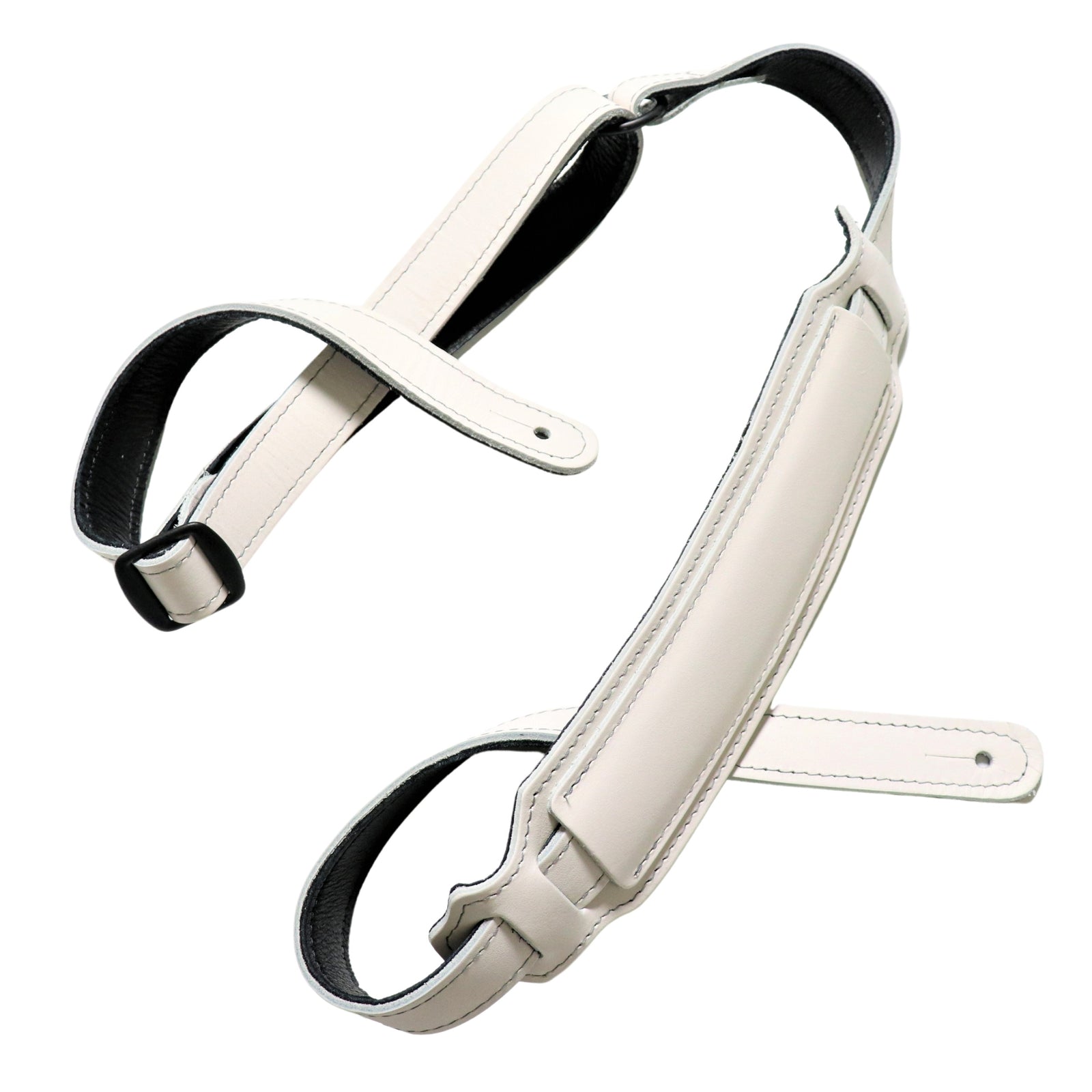 2.5in Franklin Straps American White Bison Leather Vintage Style Guitar Strap