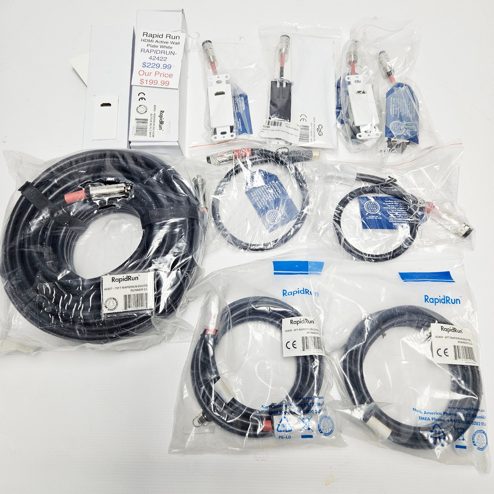 C2G RapidRun Digital Runner Cable Wall Plates & Flying Lead Bundle