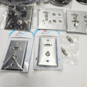 C2G RapcoHorizon Dayton Audio VGA HD15 3.5 Composite RCA Cable Wall Plate Bundle