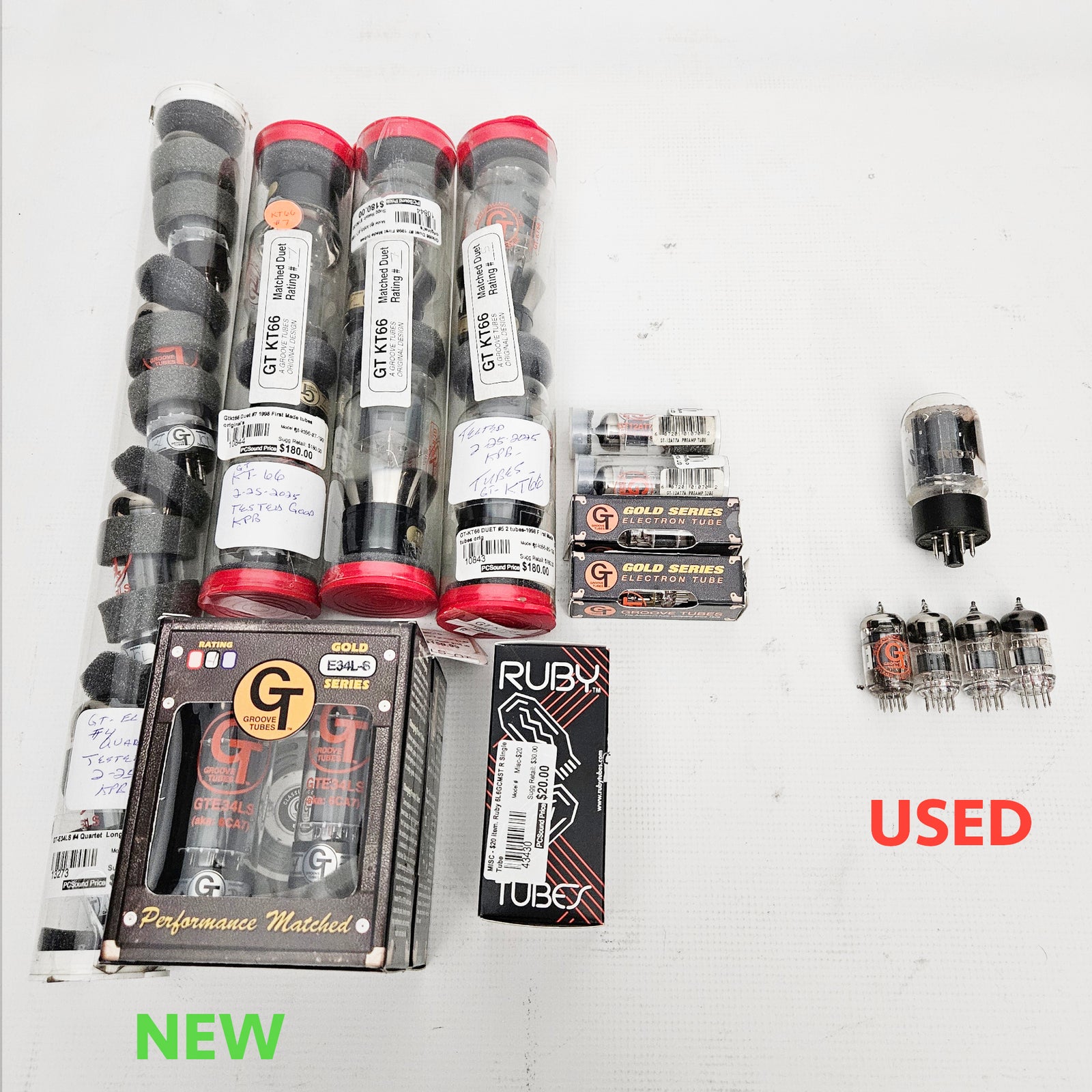 Vacuum Amp Tubes Bundle KT66 6L6 12AT7 34LS 12AX7WA Groove Tubes Sovtek RCA Ruby