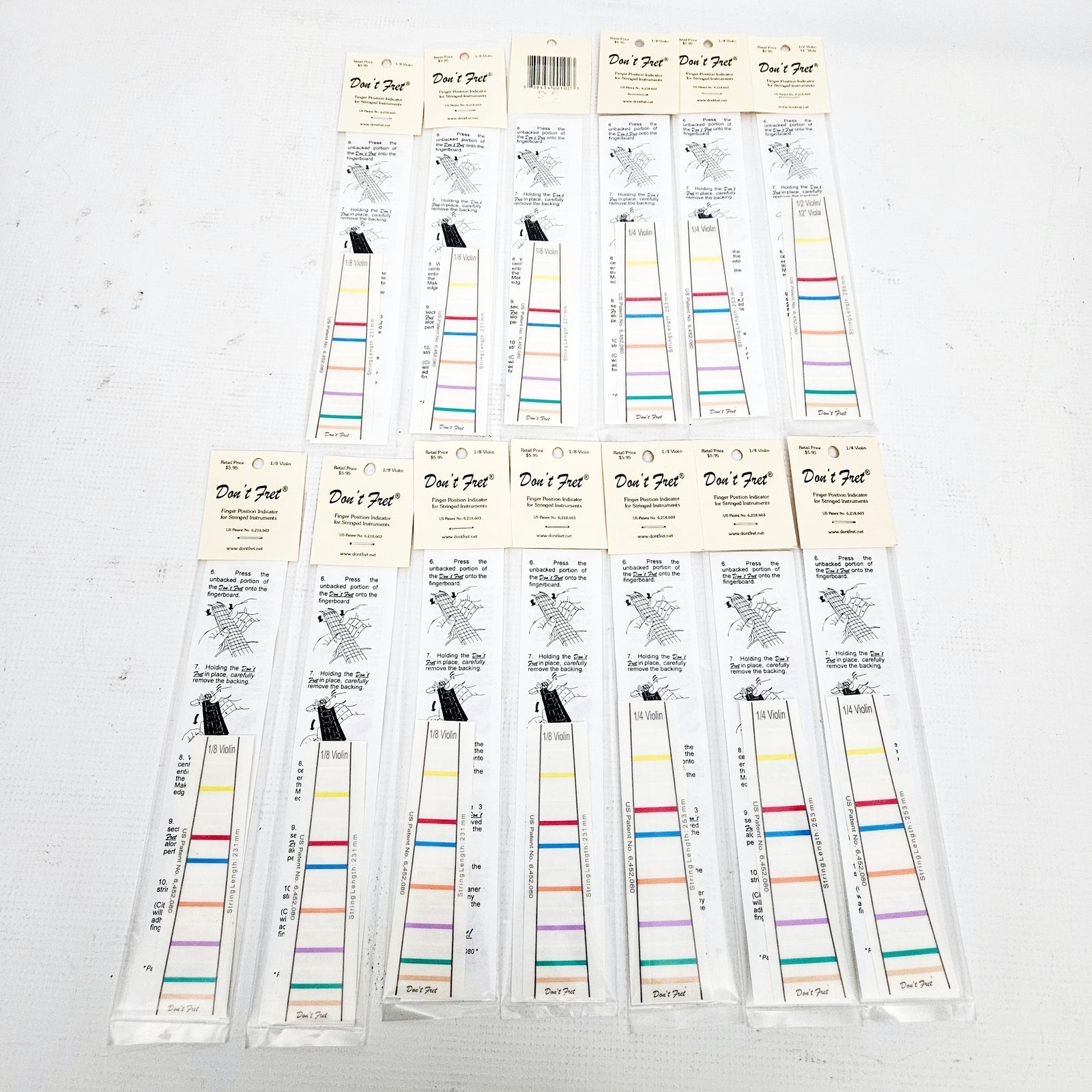 Don't Fret Violin Viola Finger Marker Indicator Decal Stickers - Bundle of 13