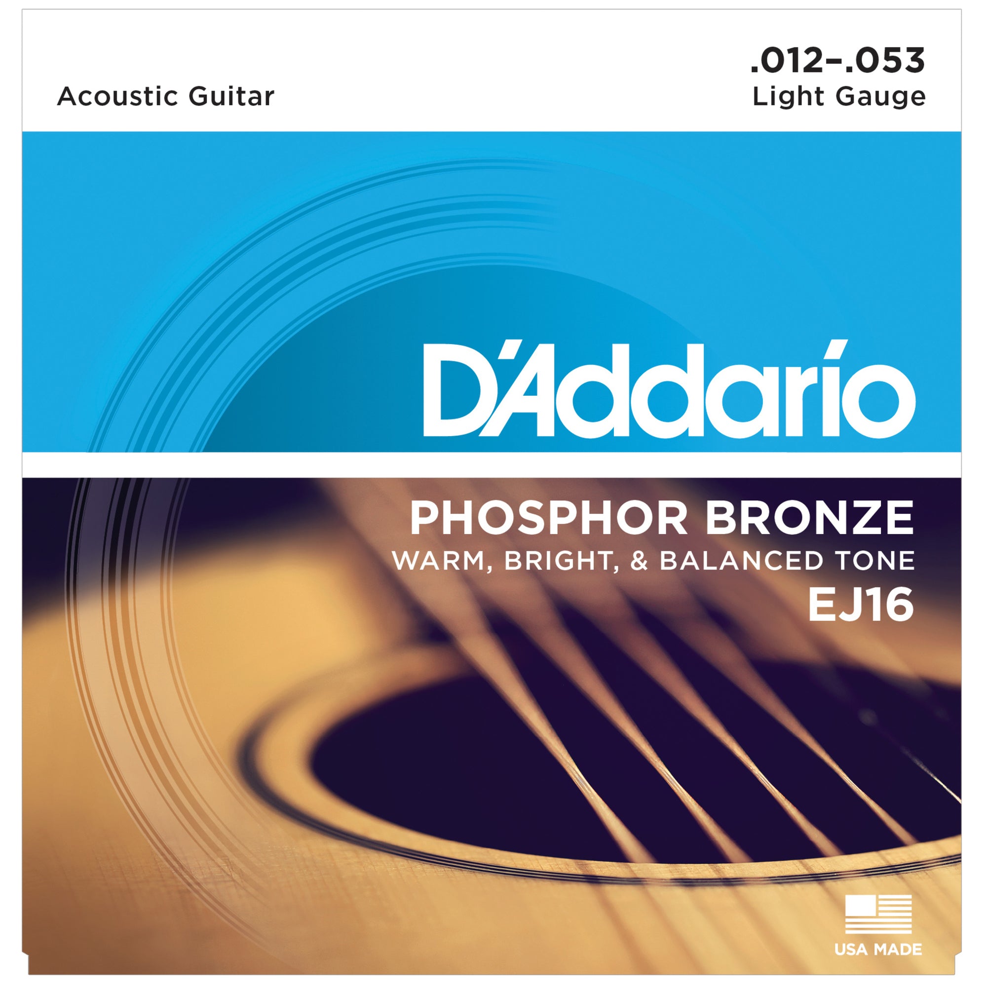 D'Addario EJ16 12-53 Phosphor Bronze Light Acoustic Strings
