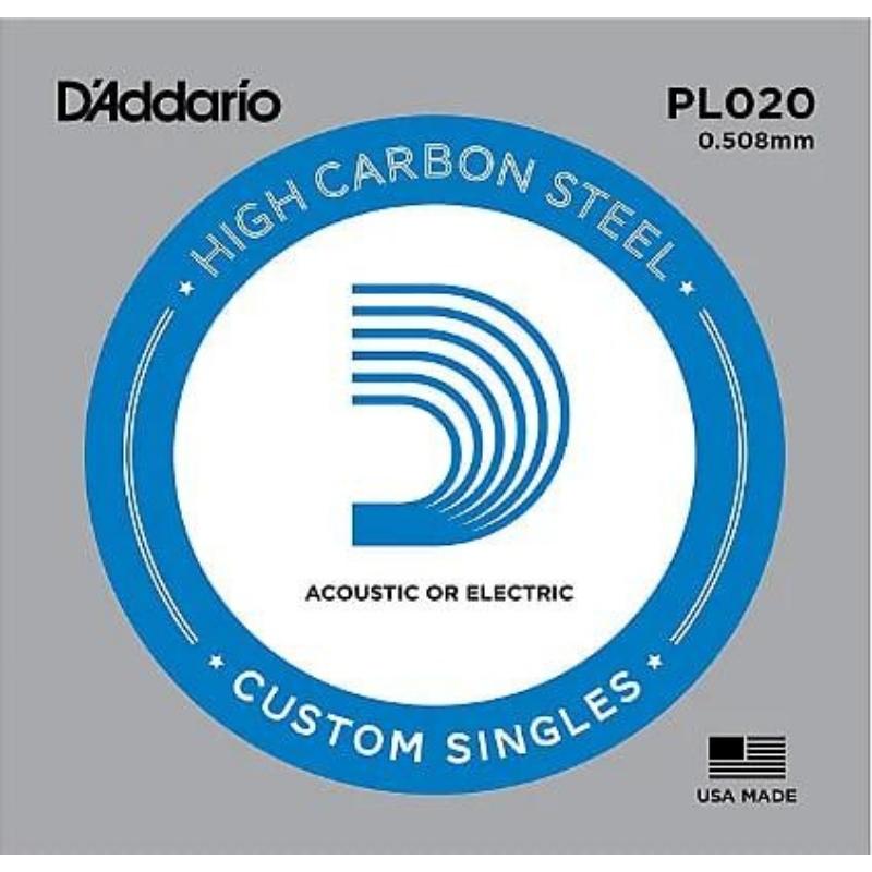 D'Addario PL020 Plain Steel Single Guitar String .020