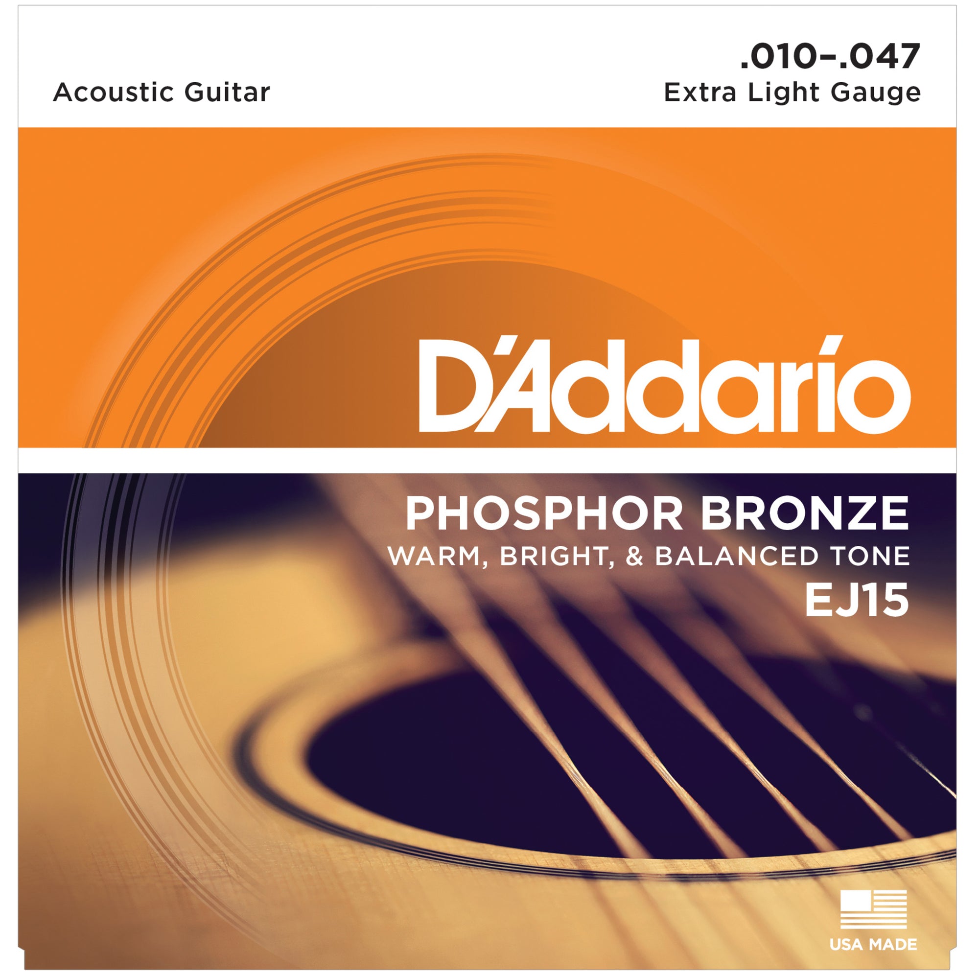 D'Addario EJ15 10-47 Phosphor Bronze Extra Light Acoustic Strings