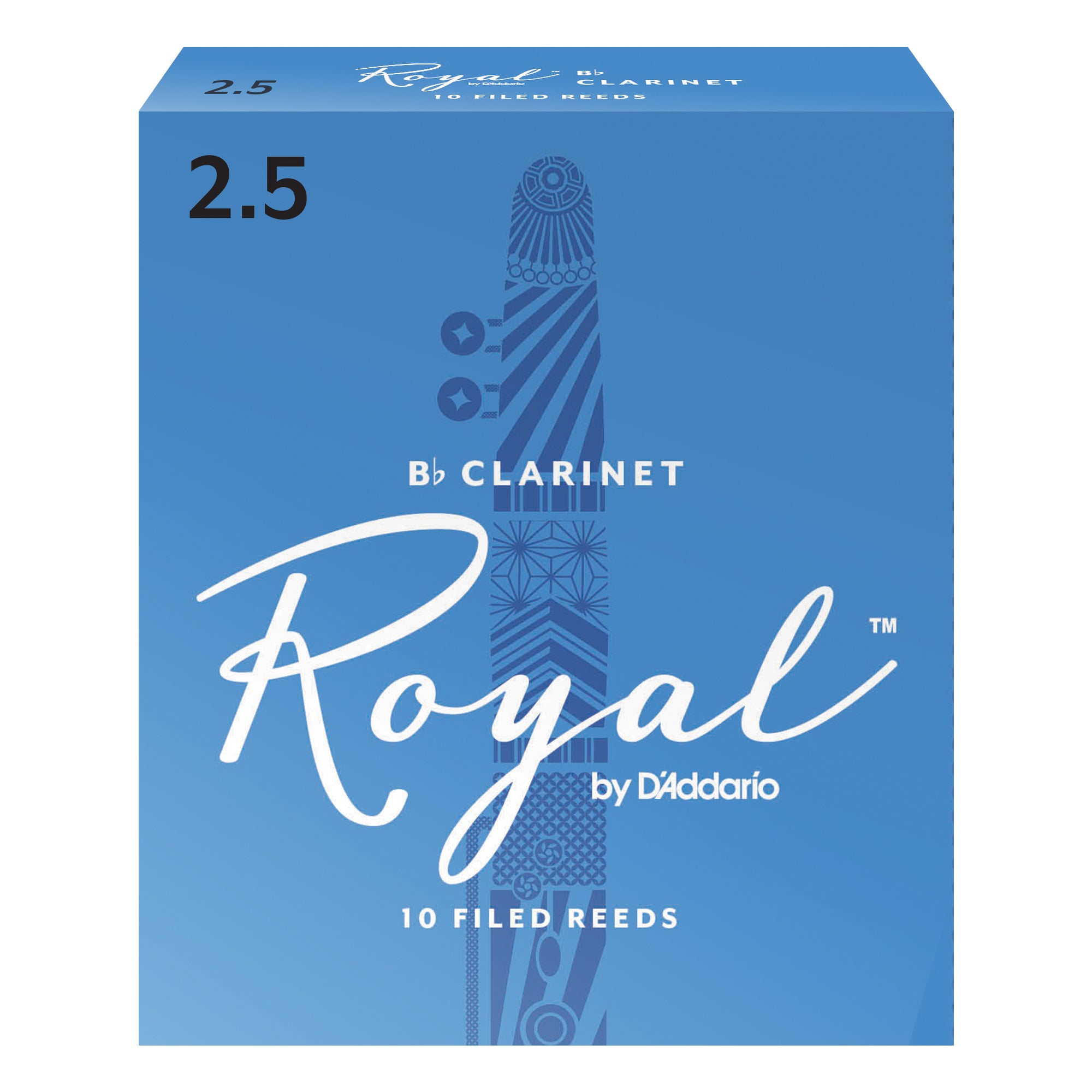 Rico Royal RCB1025 Clarinet Reeds Strength 2.5 10-Pack RCB1025