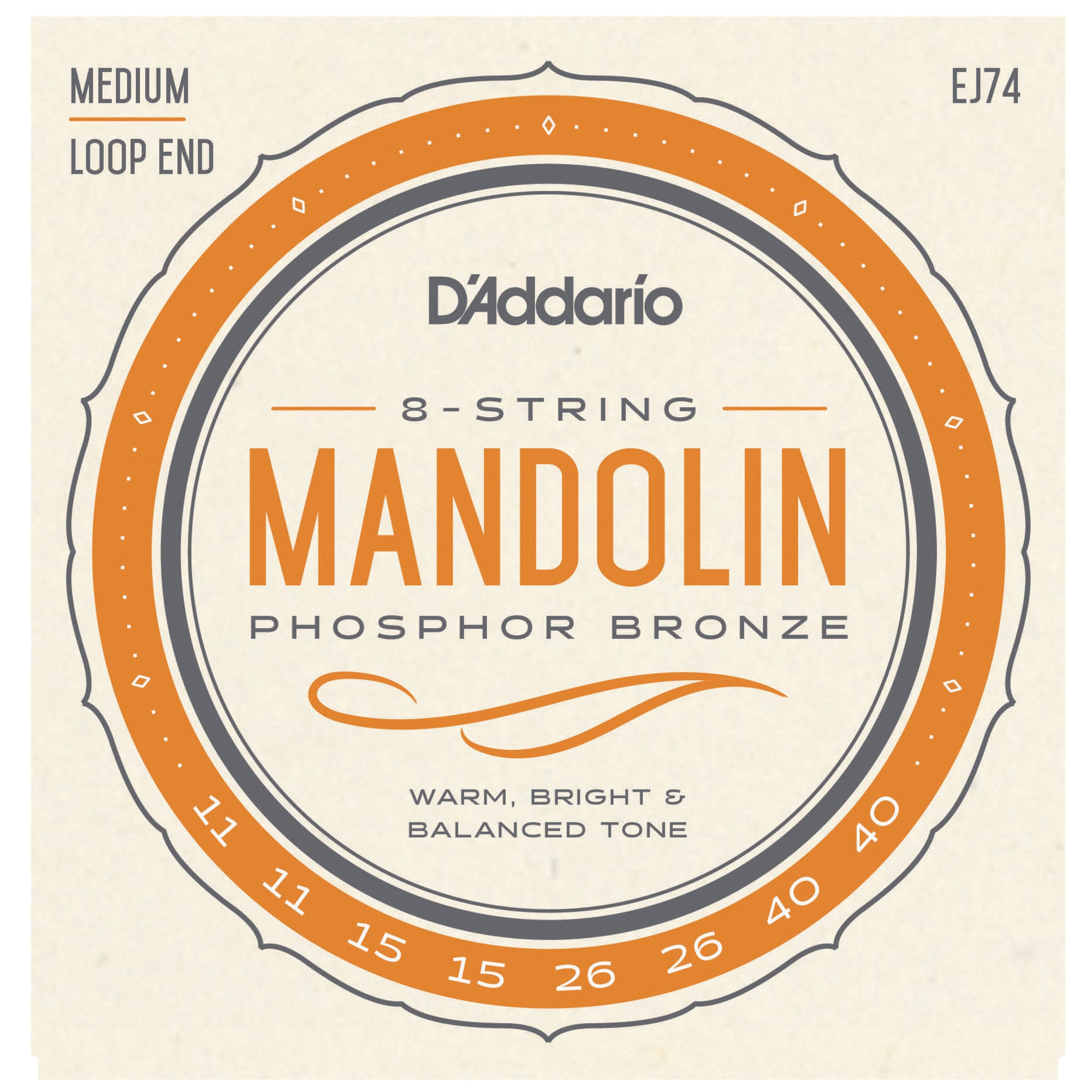 D'Addario EJ74 11-40 Phosphor Bronze Medium Mandolin Strings