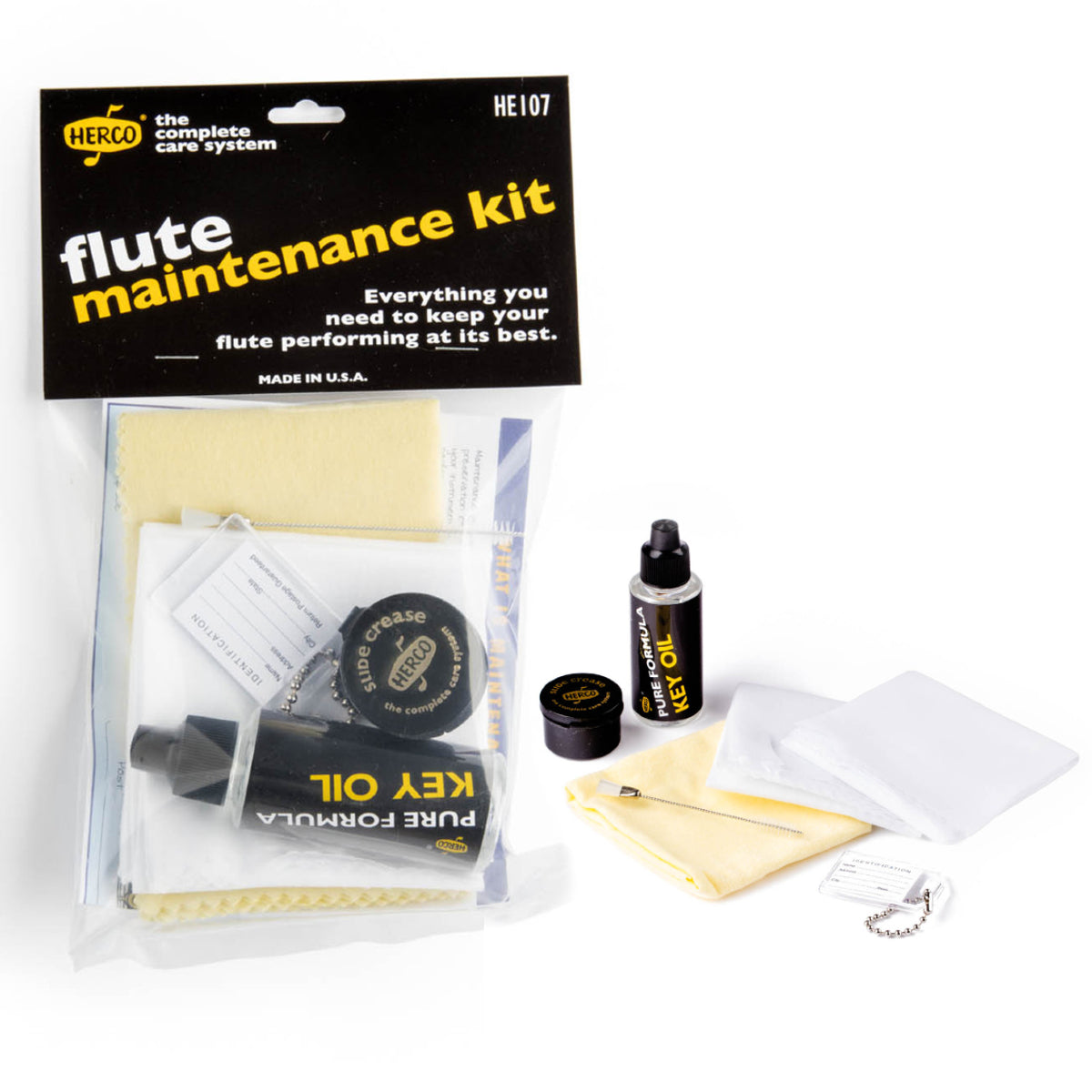 Herco Flute Maintenance Kit HE107 package in/out of package