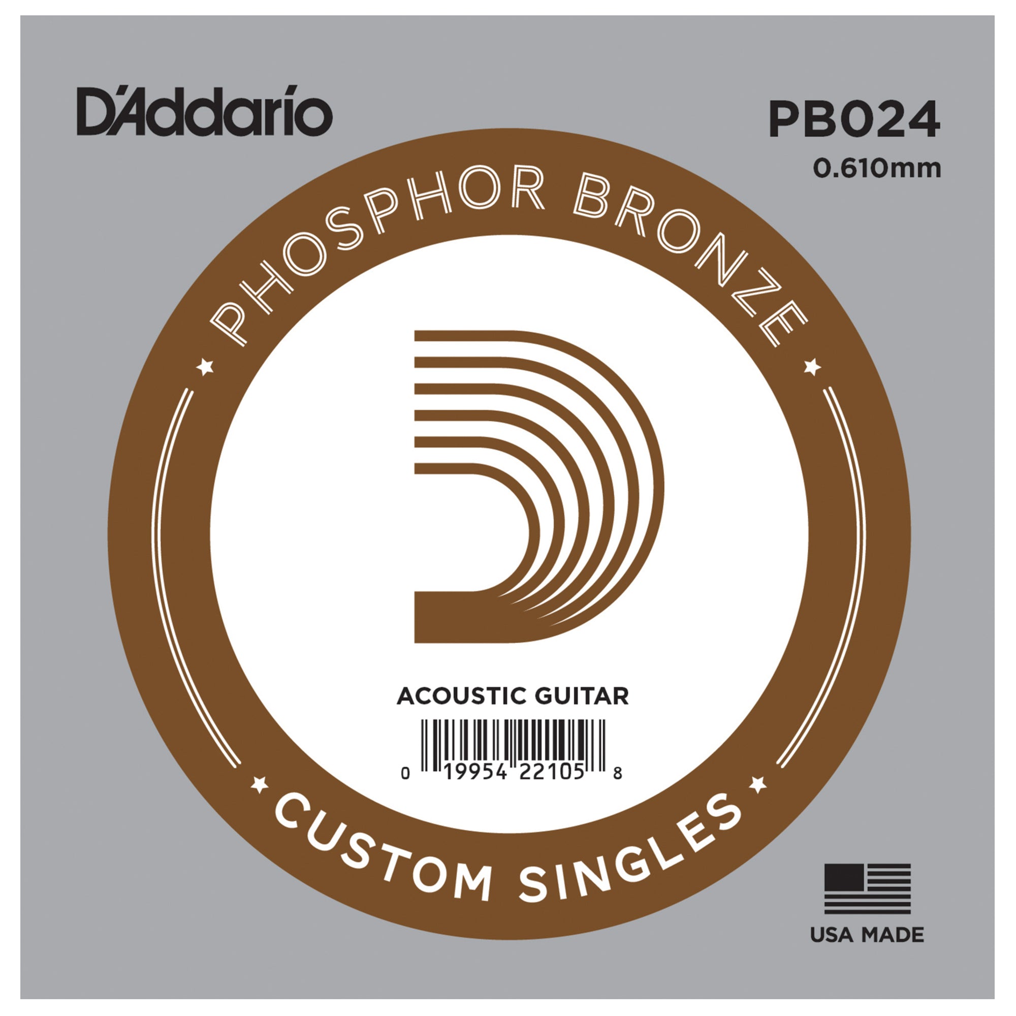 D'Addario PB024 Phosphor Bronze Single Guitar String .024