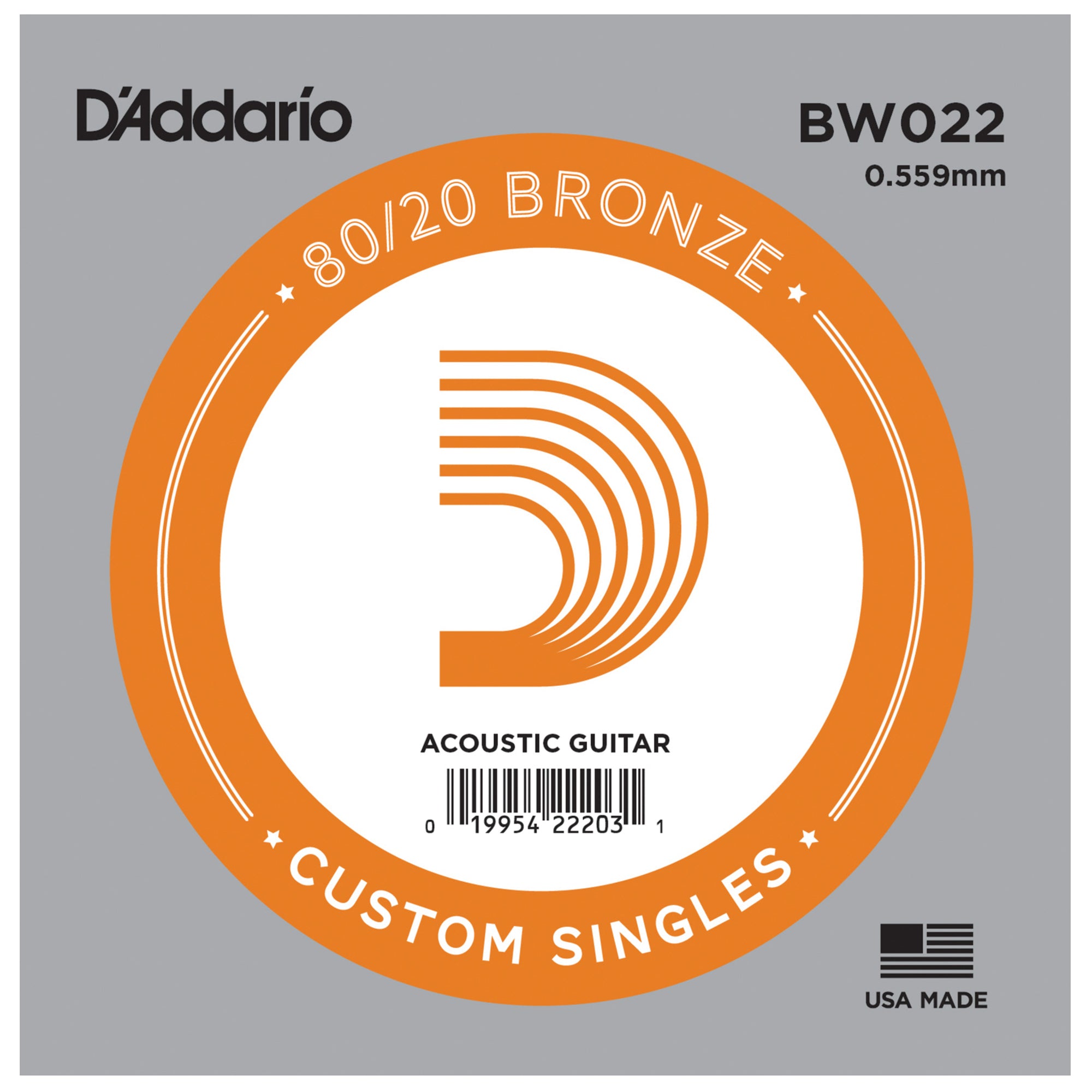 D'Addario BW022 Bronze Wound Single Guitar String .022