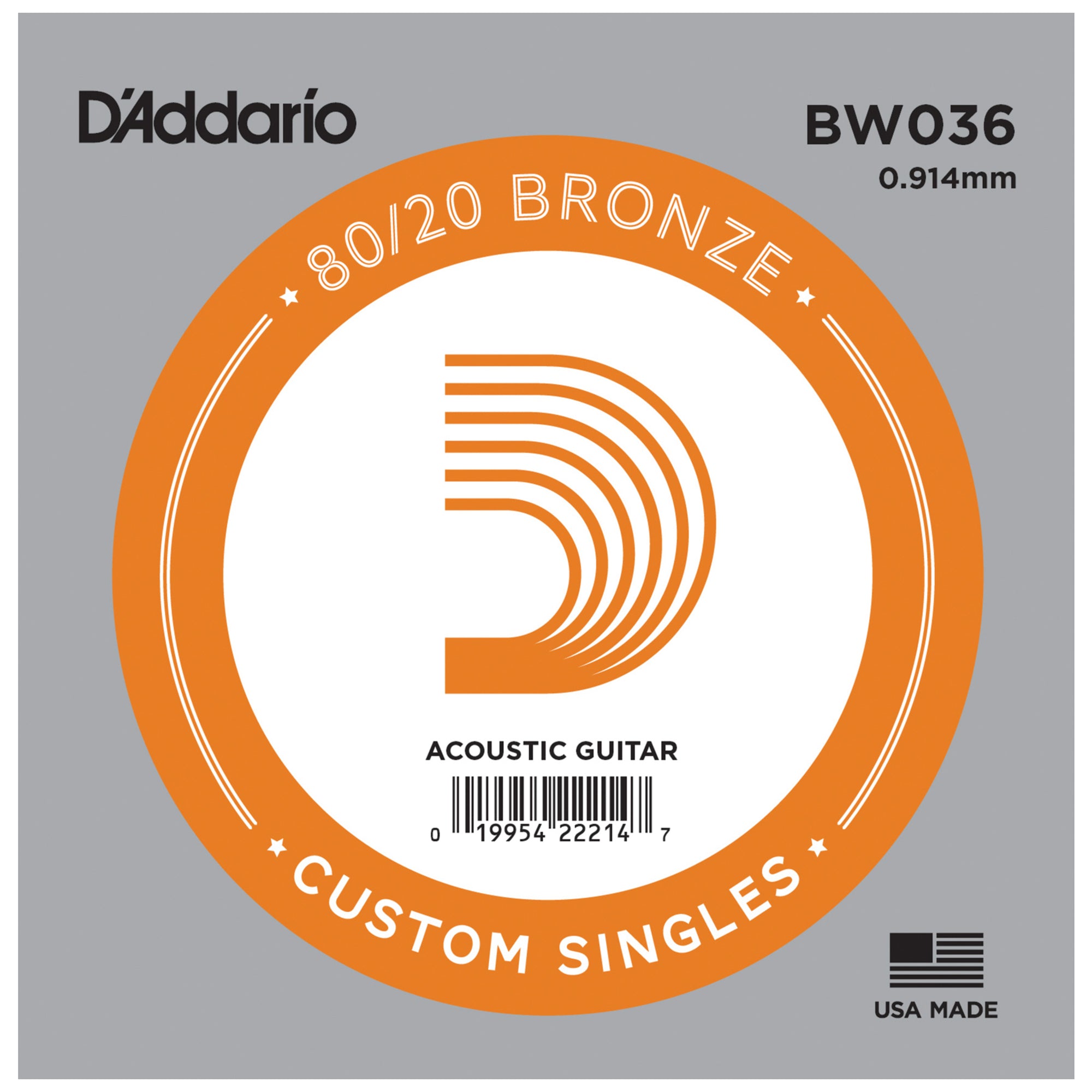 D'Addario BW036 Bronze Wound Single Guitar String .036