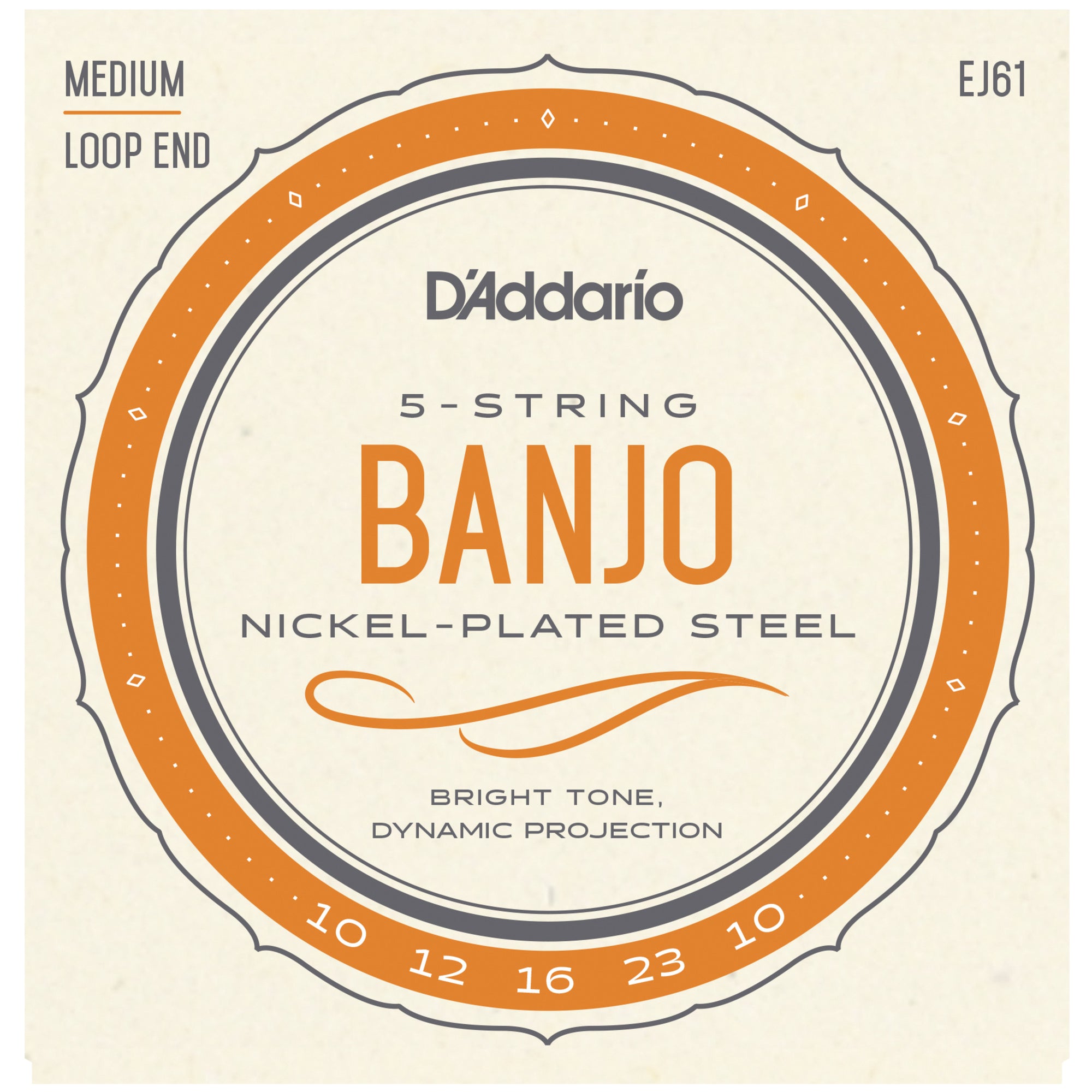 D'Addario EJ61 10-23 Nickel Medium 5-String Banjo Strings