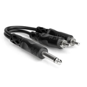 Hosa YPR-124 6" Y Cable 1/4 TS to Dual RCA