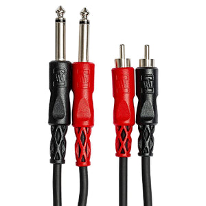 Hosa CPR-203 9.9ft Dual 1/4in TS to Dual RCA M Stereo Interconnect Ends flat