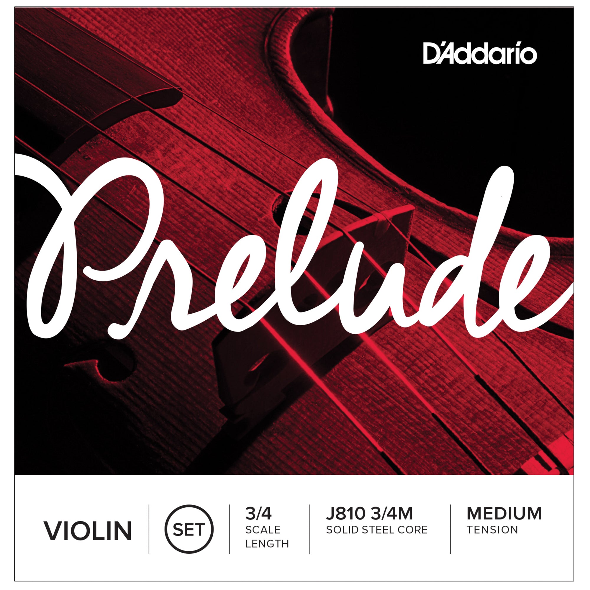D'Addario J810 3/4M Prelude 3/4 Violin Medium Strings Set J810