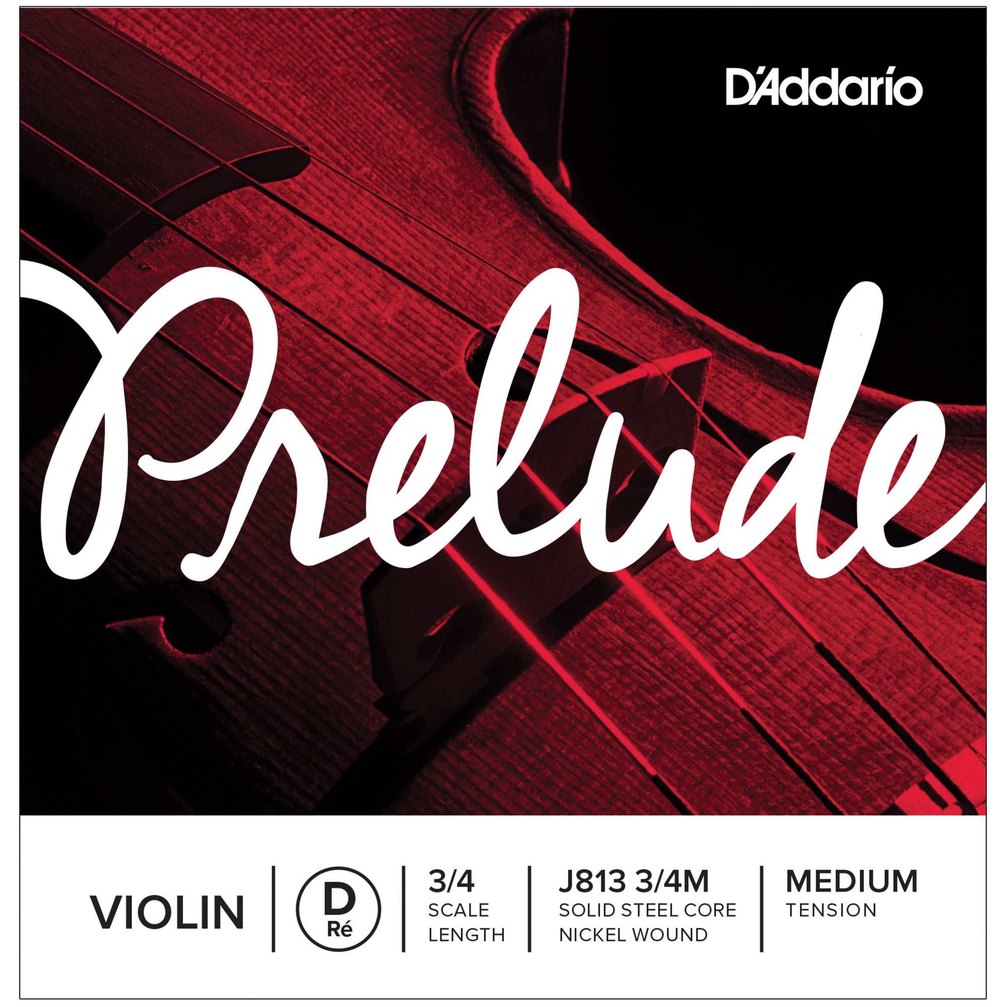 D'Addario J813 3/4M Prelude 3/4 D Violin Single String Medium J813
