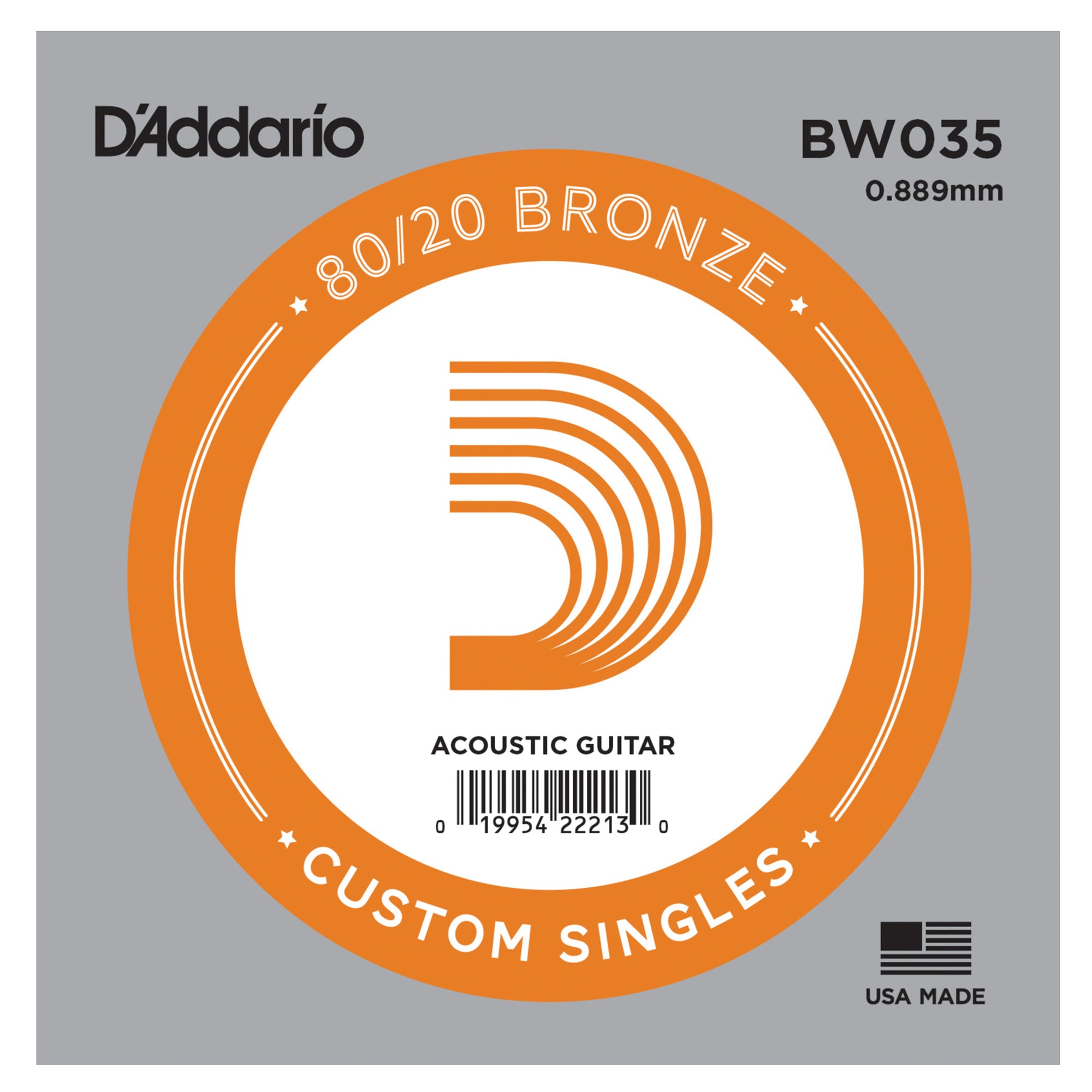 D'Addario BW035 Bronze Wound Single Guitar String .035