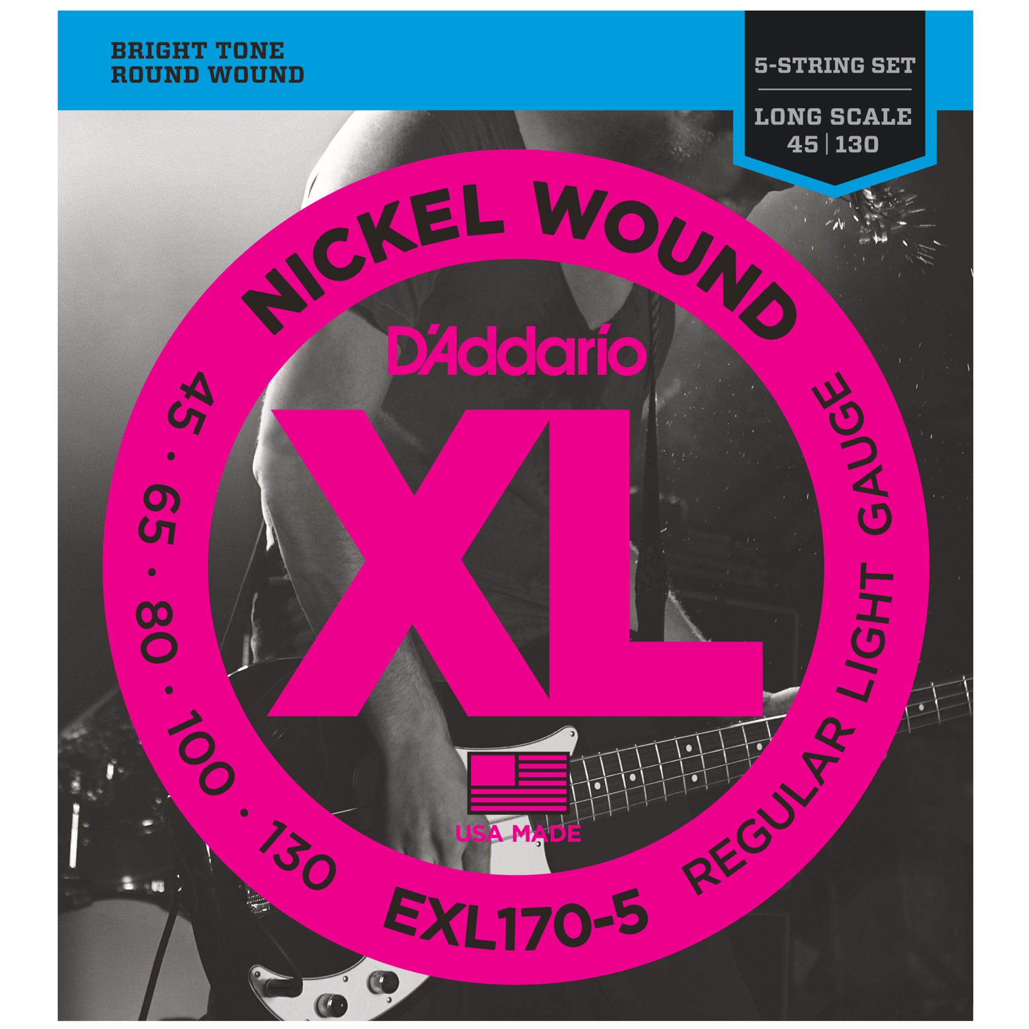 D'Addario EXL170-5 45-130 Long Scale Nickel 5-String Bass Guitar Strings