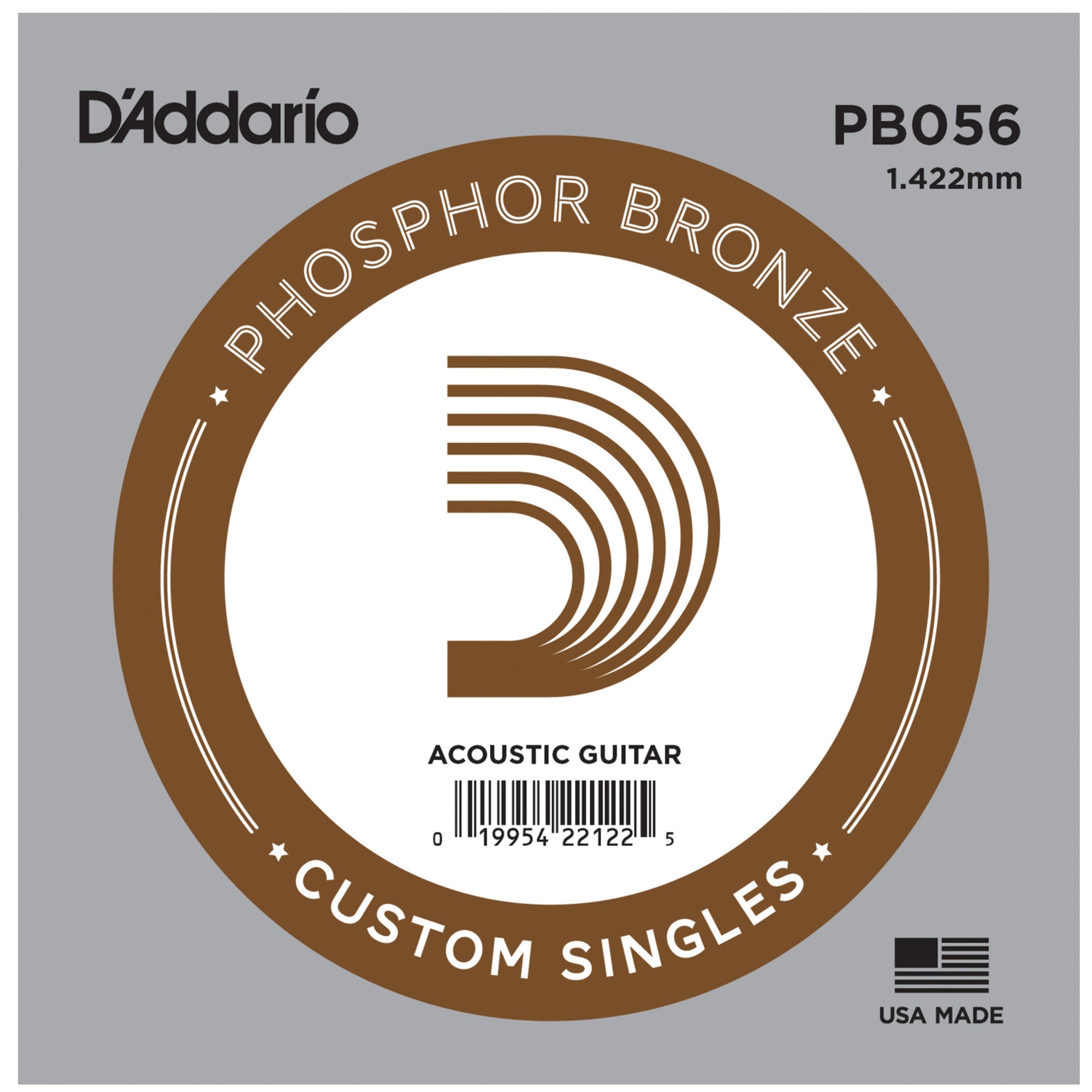 D'Addario PB056 Phosphor Bronze Single Guitar String .056