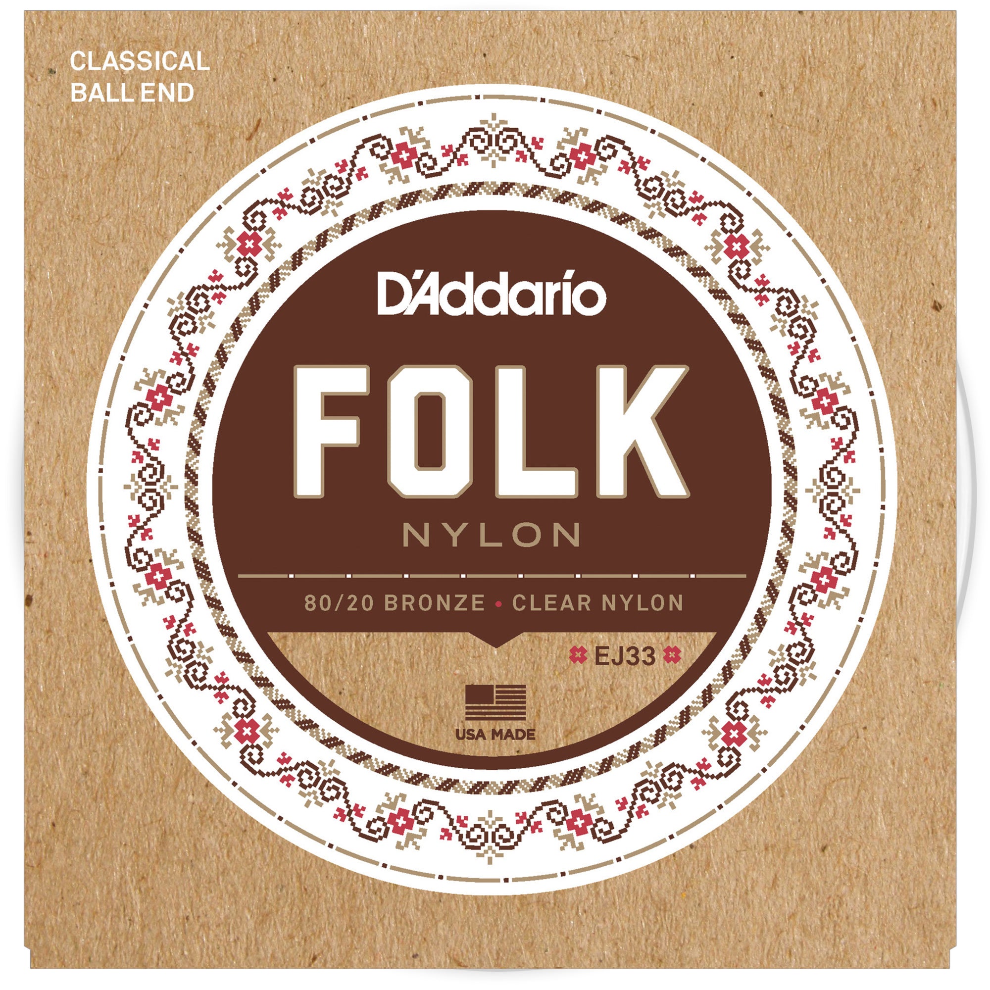 D'Addario EJ33 Folk Nylon Classical Guitar Strings