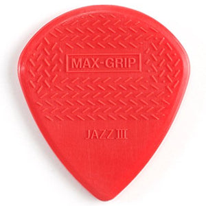 Dunlop 471P3N Nylon Max-Grip Jazz III Red Guitar Picks - 6 PACK