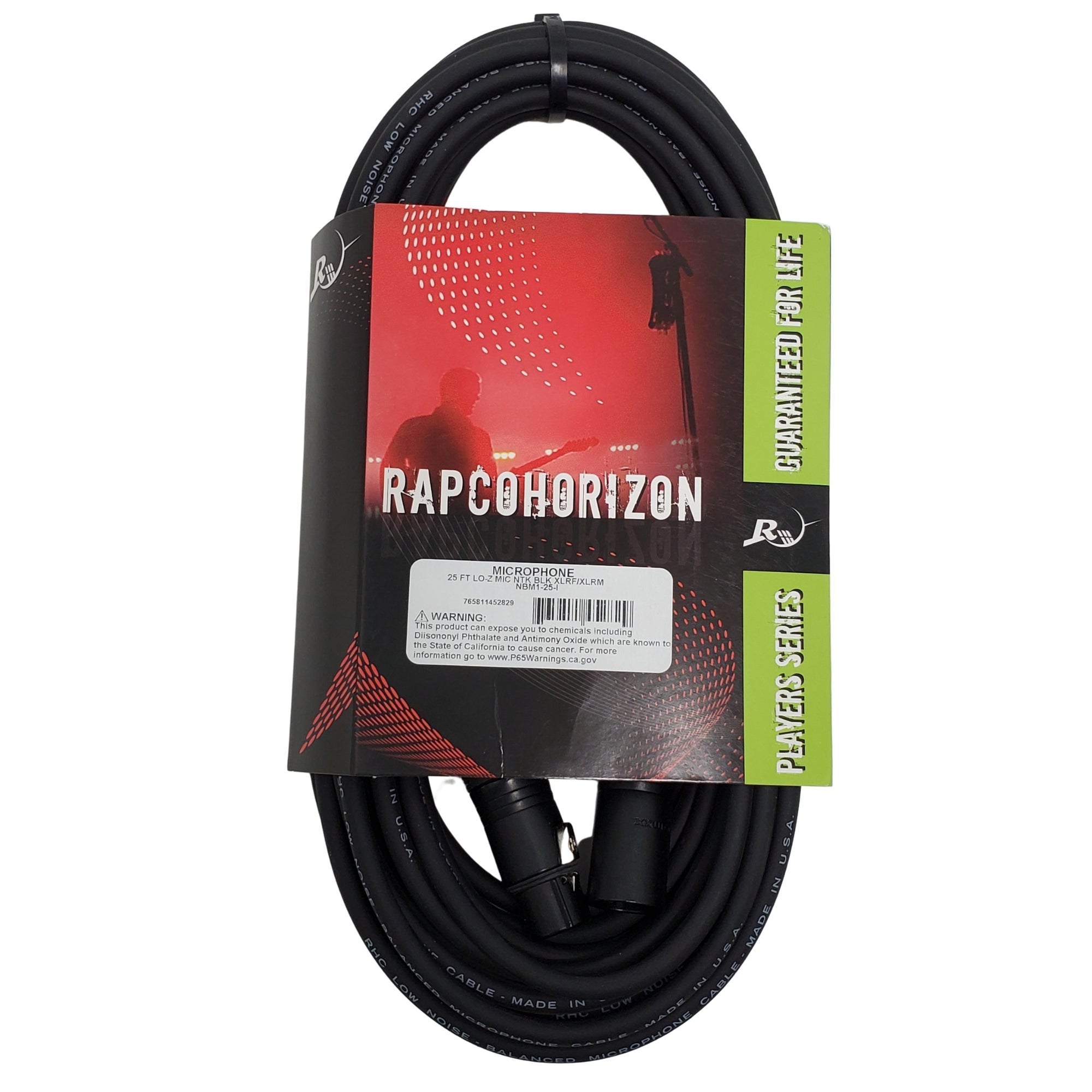 RapcoHorizon NBM1-25 25ft Lo-Z Mic Cable- Black Neutrik Connectors XLRF/XLRM  -NBM1-25