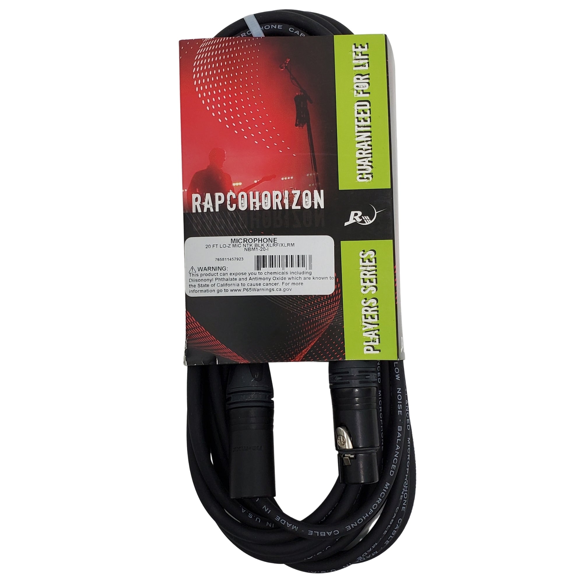 RapcoHorizon NBM1-20 20ft Lo-Z Mic Cable- Black Neutrik Connectors XLRF/XLRM  -NBM1-20