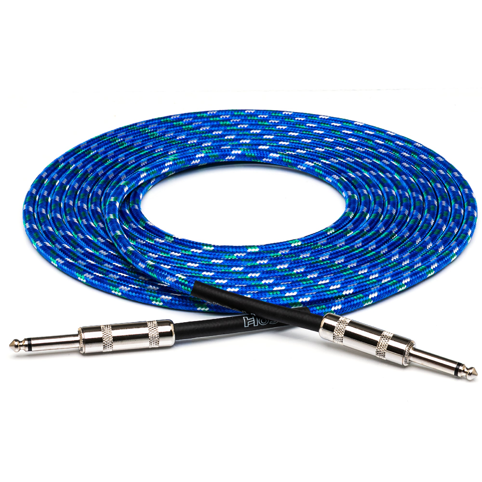 Hosa 3GT-18C2 18ft Blue/Green/White Cloth Guitar Cable Product