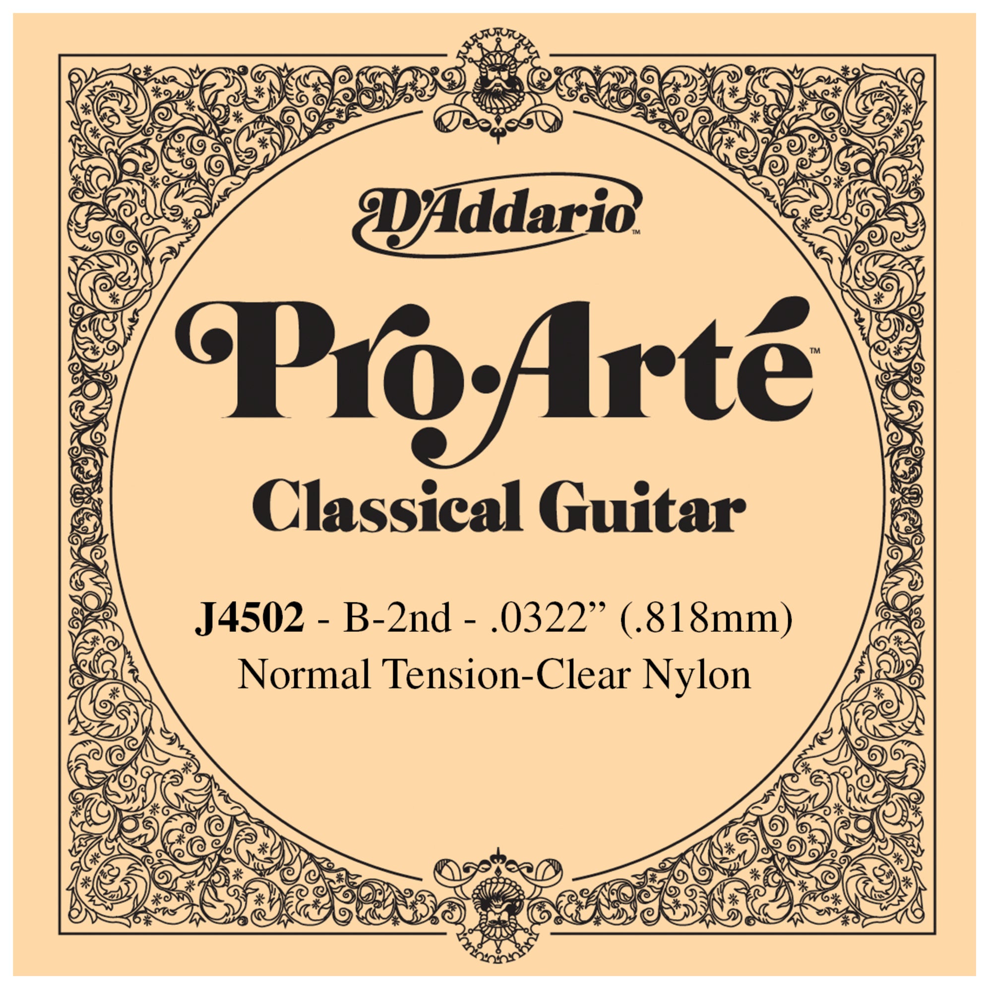 D'Addario J4502 Pro Arte 2nd Nylon Single Guitar String .0322 J4502