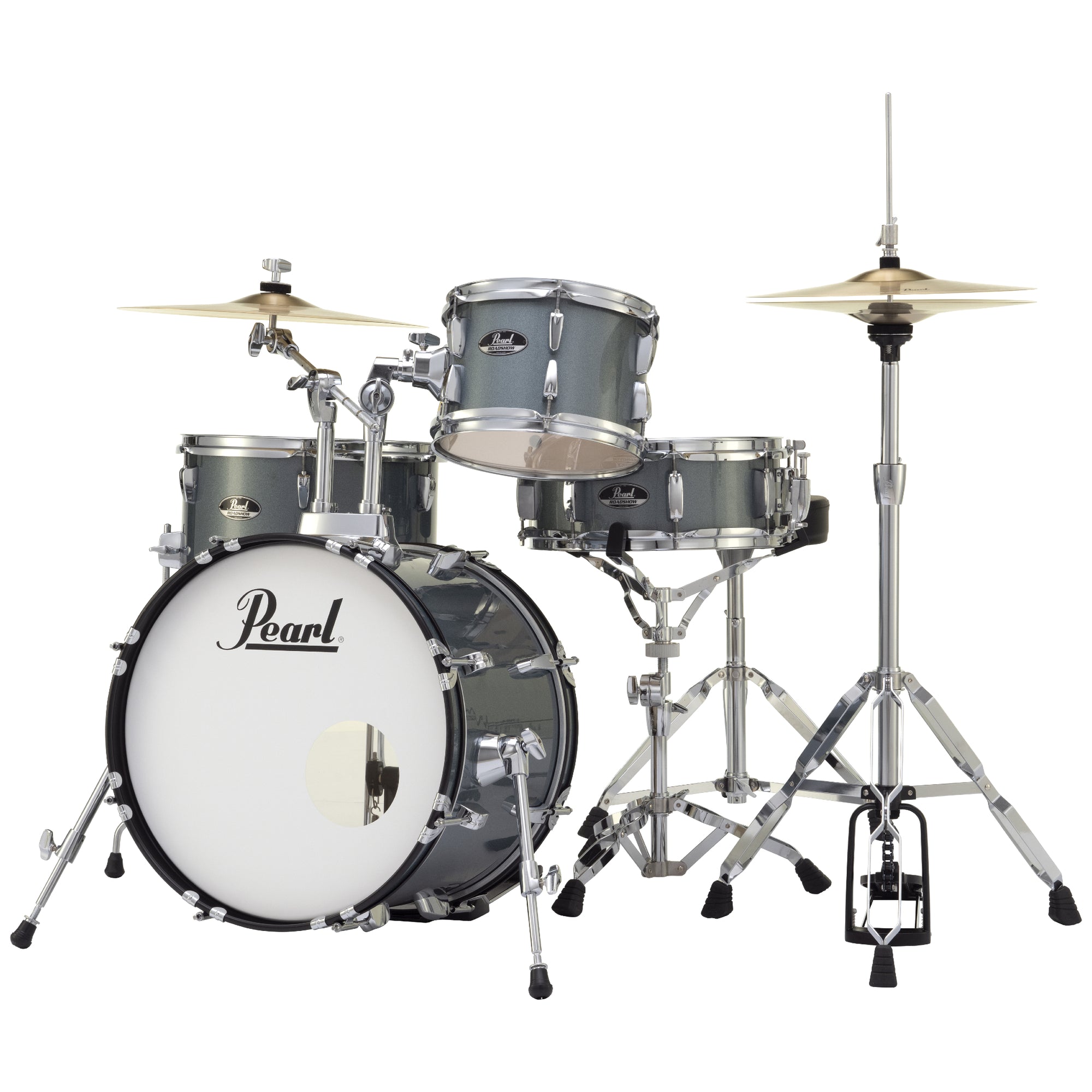 Pearl RS584C/C 4-Piece Roadshow Complete Drum Set with Cymbals - Charcoal Metallic Front