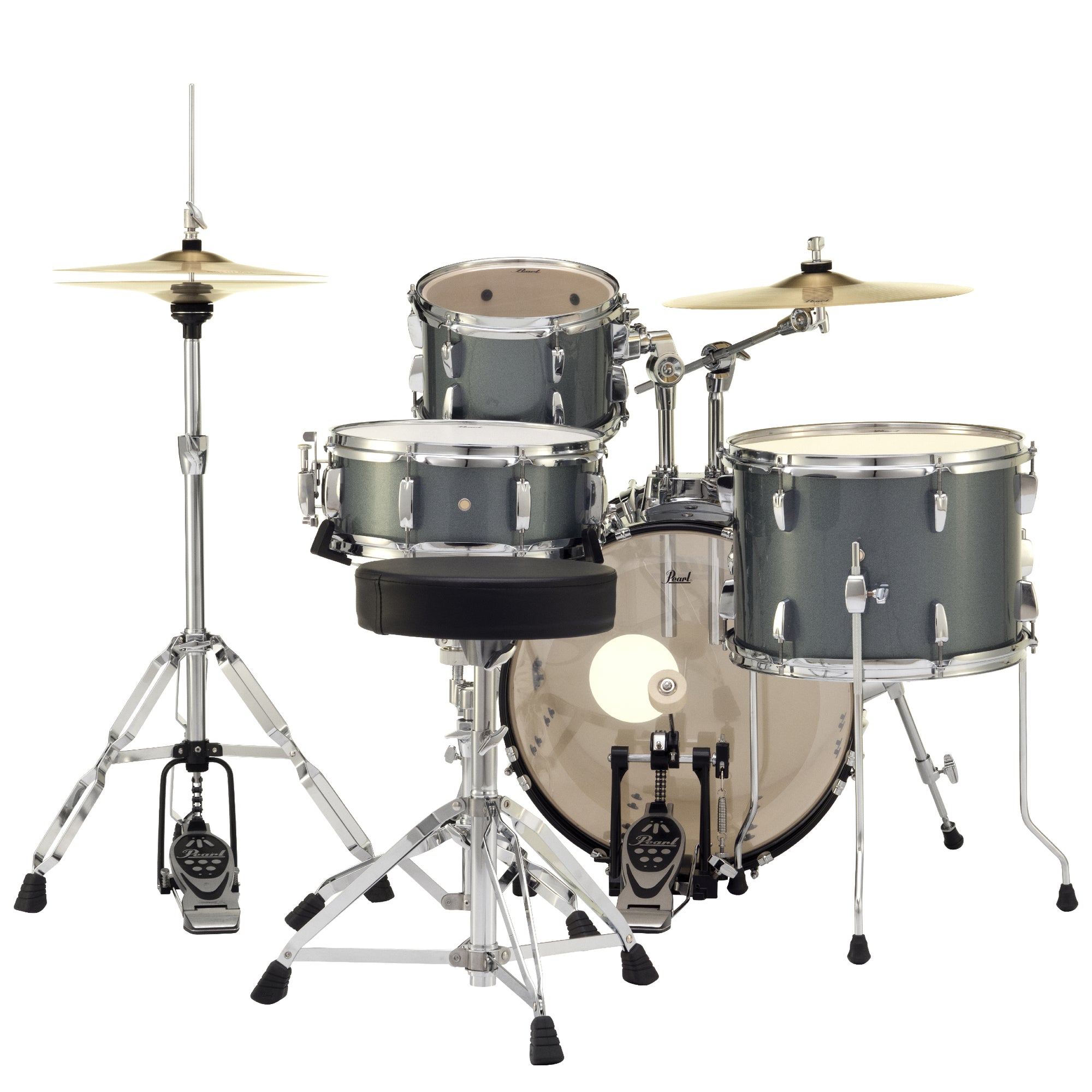 Pearl RS584C/C 4-Piece Roadshow Complete Drum Set with Cymbals - Charcoal Metallic Back