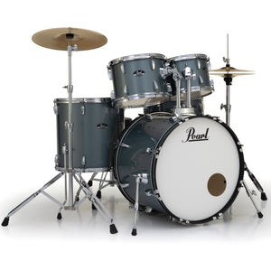 Pearl RS525SC/C 5-Piece Roadshow Complete Drum Set with Cymbals - Charcoal Metallic Angled