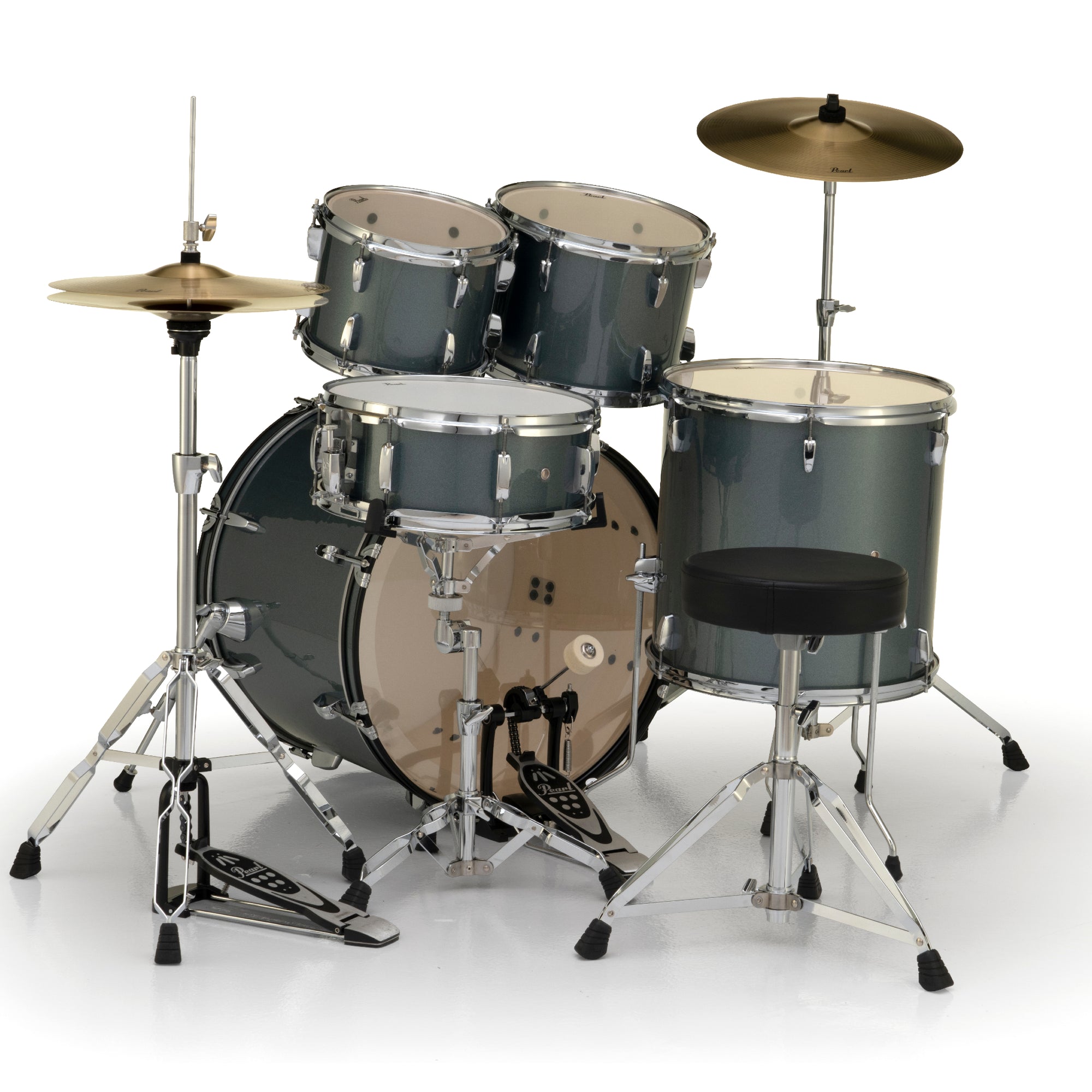 Pearl RS525SC/C 5-Piece Roadshow Complete Drum Set with Cymbals - Charcoal Metallic Back
