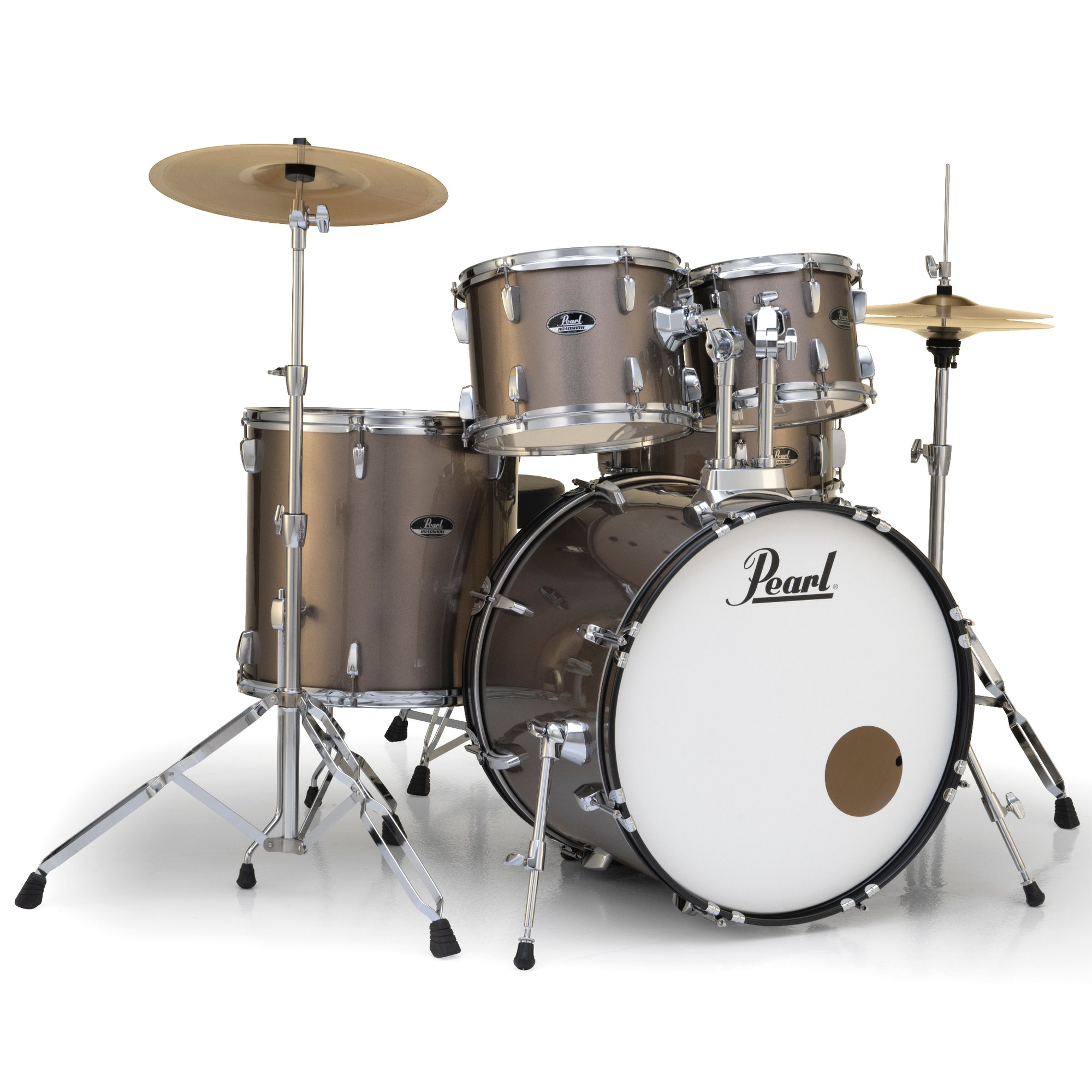 Pearl RS525SC/C 5-Piece Roadshow Complete Drum Set with Cymbals - Bronze Metallic Angled