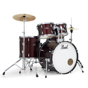 Pearl RS525SC/C 5-Piece Roadshow Complete Drum Set with Cymbals - Red Wine Front Angled