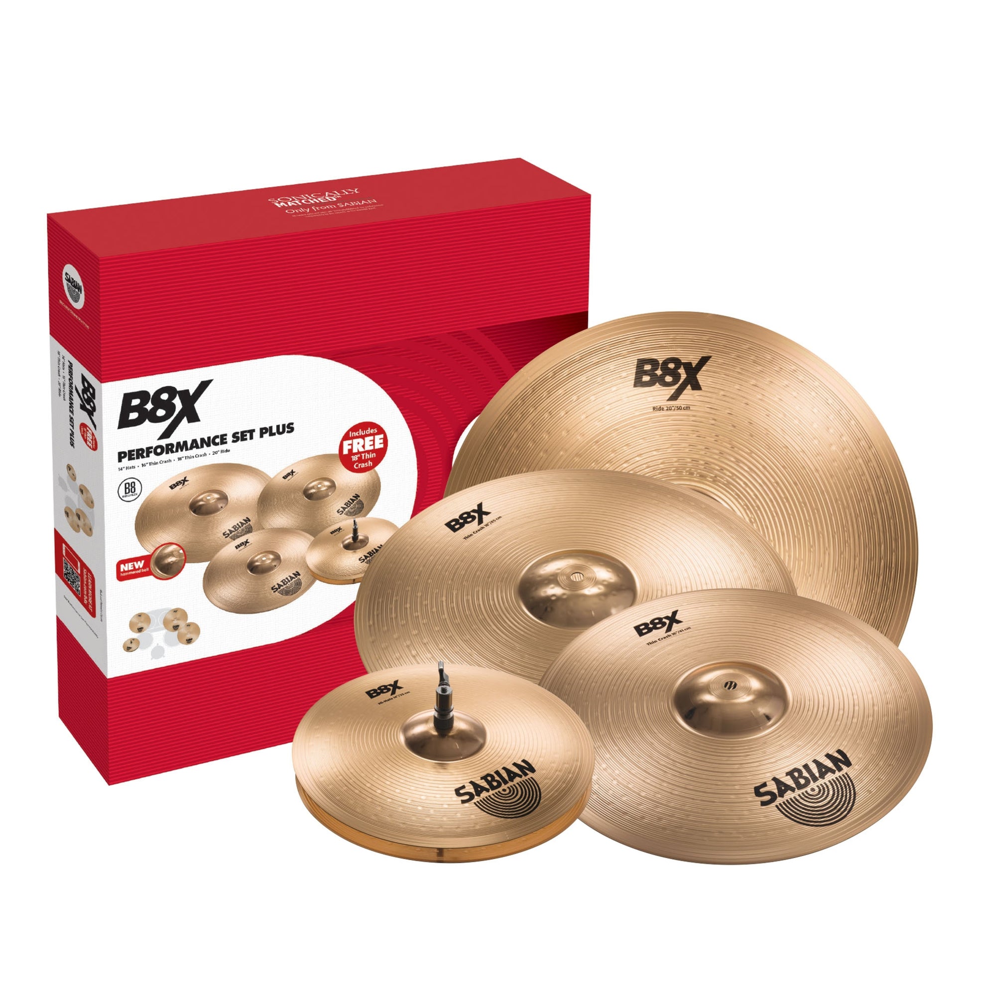 Sabian 45003XG B8X 3-Pack Performance Cymbal Set with Bonus