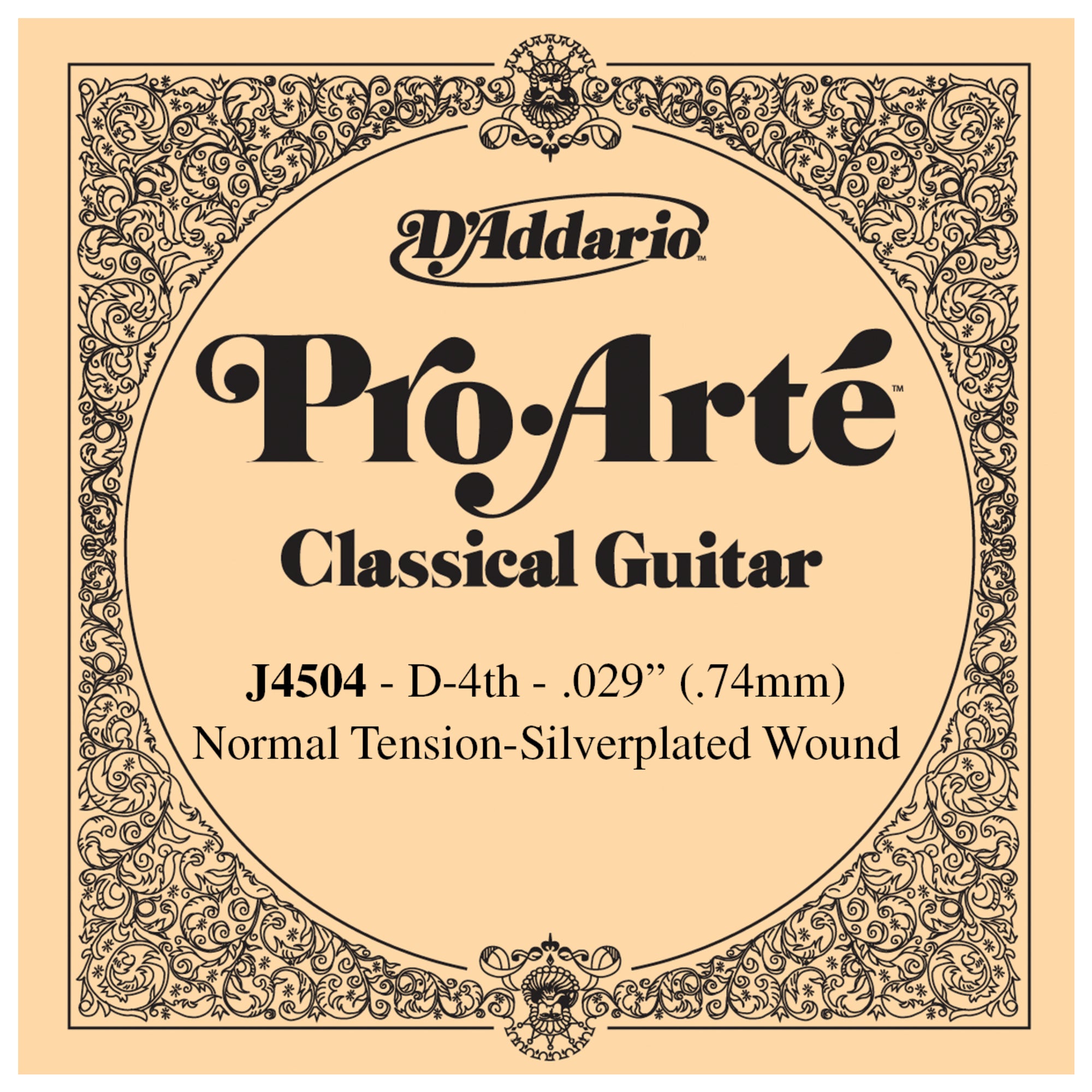 D'Addario J4504 Pro Arte 4th Silver Wound Single Guitar String .029 J4504