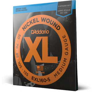 D'Addario EXL160-5 50-135 Nickel Long Scale 5-String Bass Guitar Strings 3rd pic