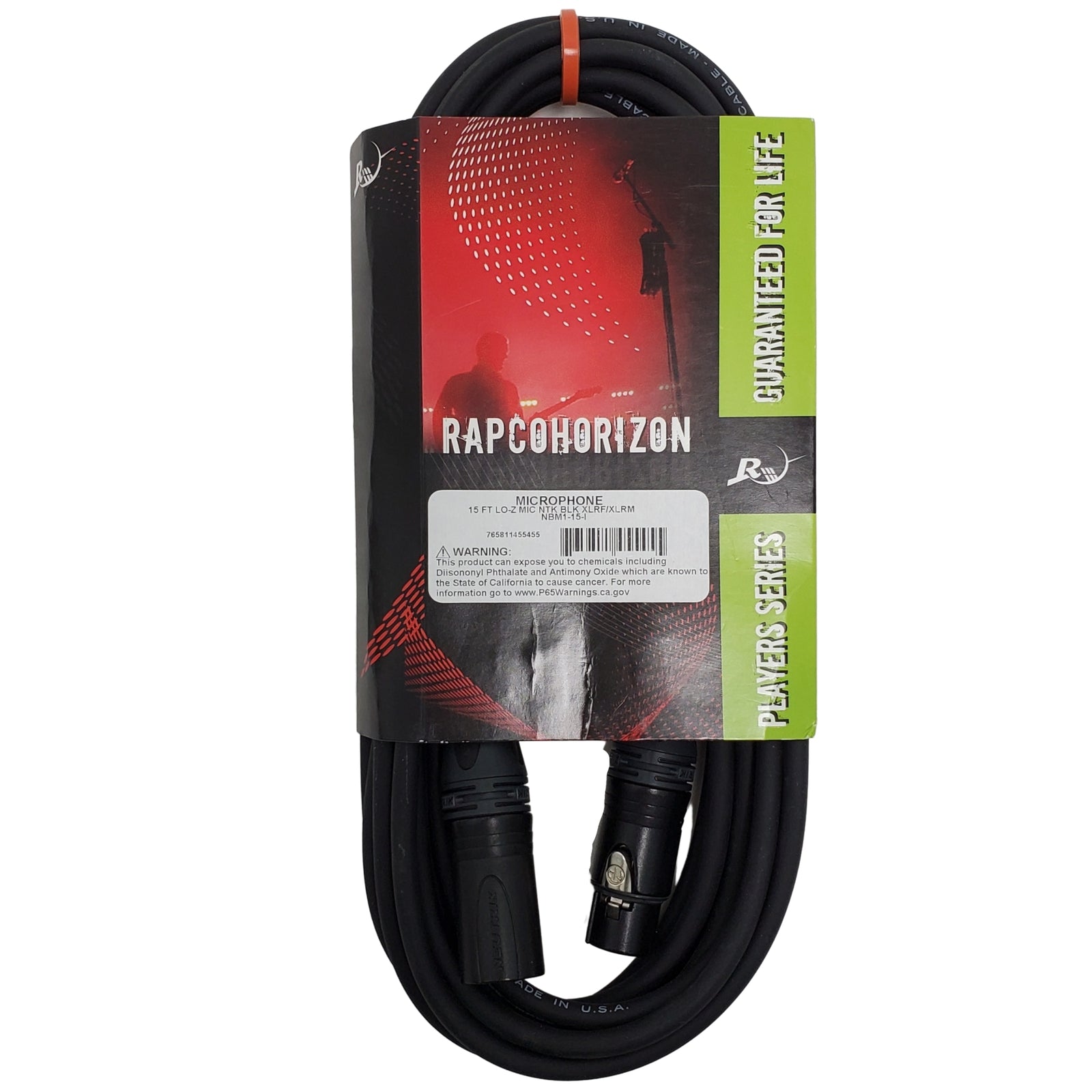 RapcoHorizon NBM1-15 15ft Lo-Z Mic Cable- Black Neutrik Connectors XLRF/XLRM  -NBM1-15