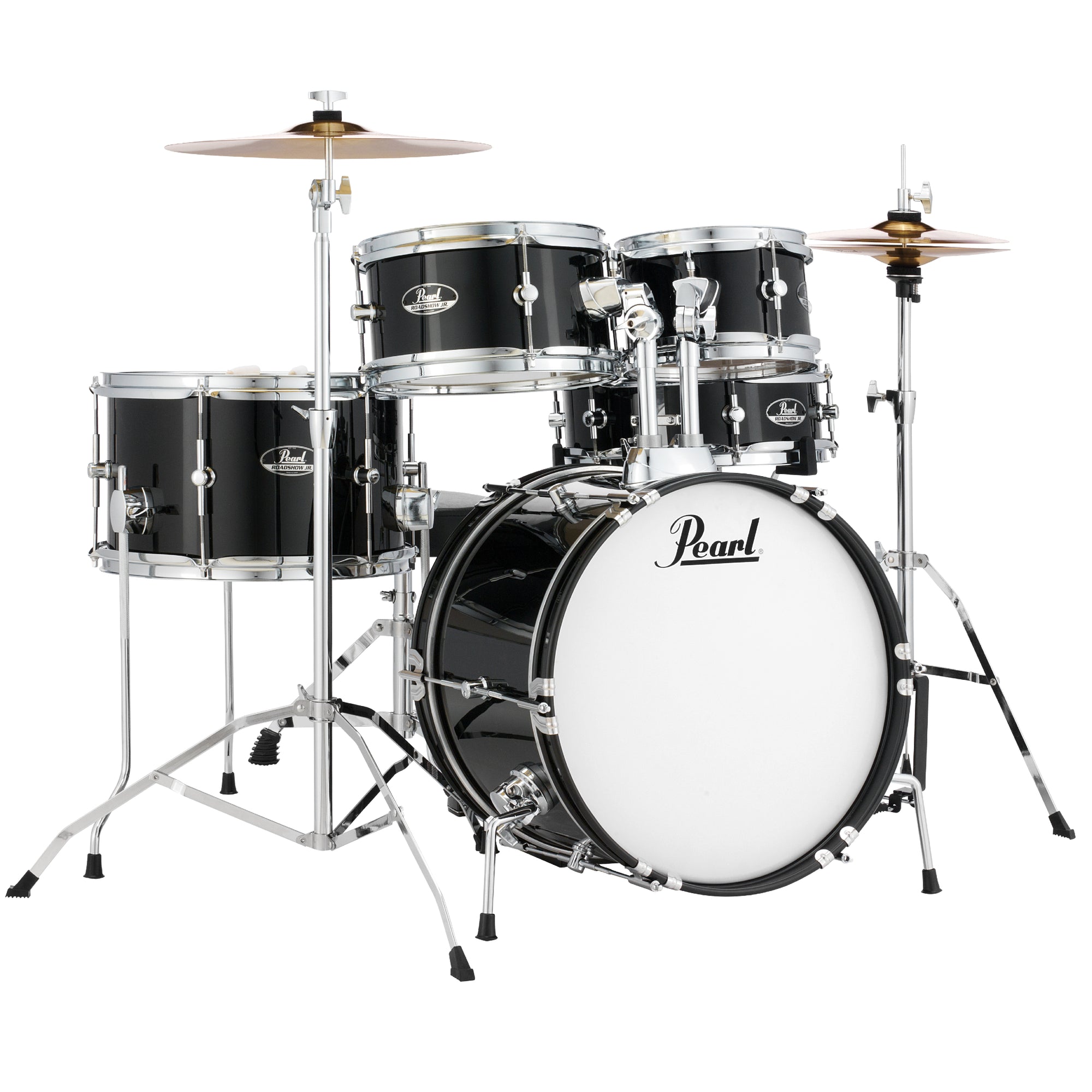 Pearl RSJ465C/C 5-Piece JR Roadshow Complete Drum Set with Cymbals - Jet Black Front