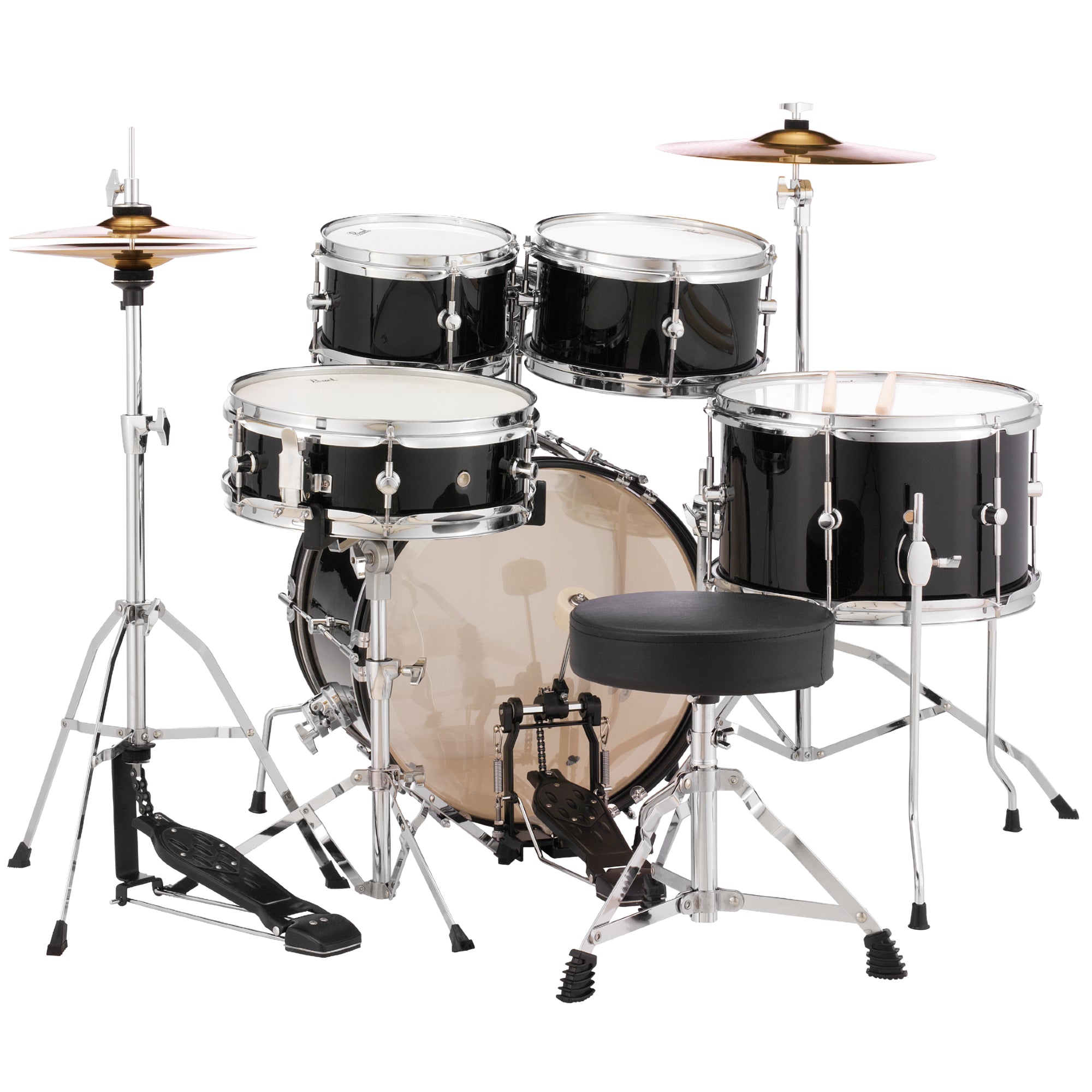 Pearl RSJ465C/C 5-Piece JR Roadshow Complete Drum Set with Cymbals - Jet Black Back